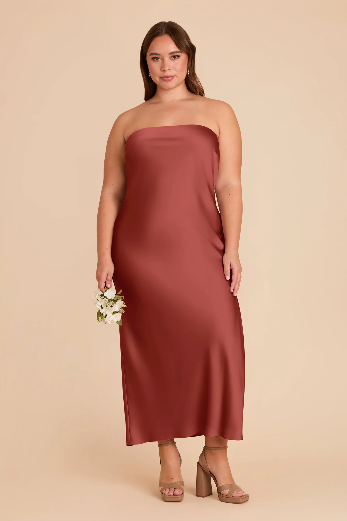 Isla Matte Satin Dress - Spice - Image 2