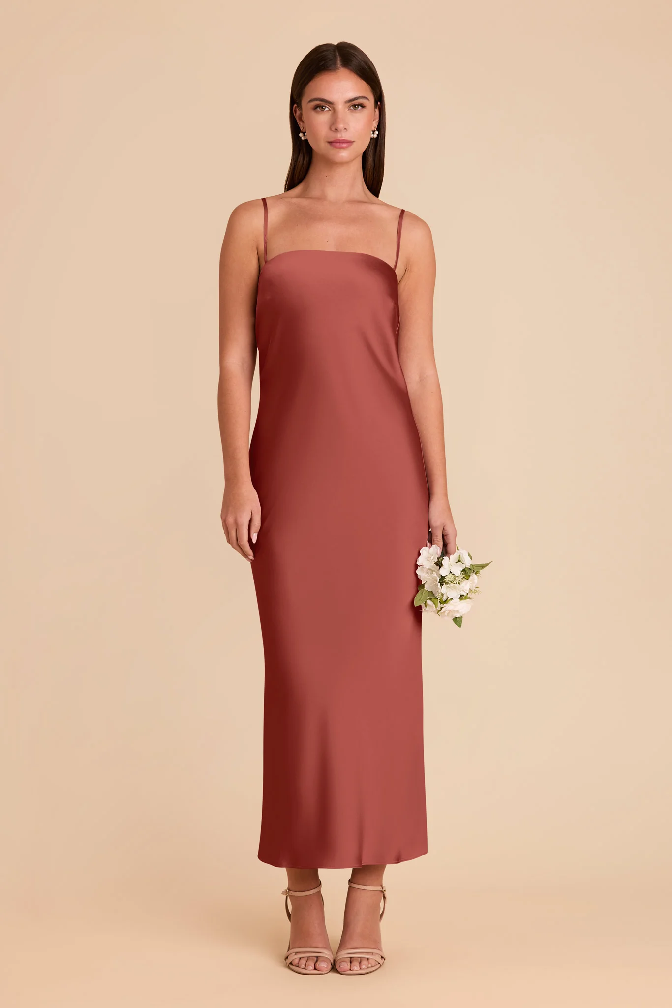 Isla Matte Satin Dress - Spice - Image 3