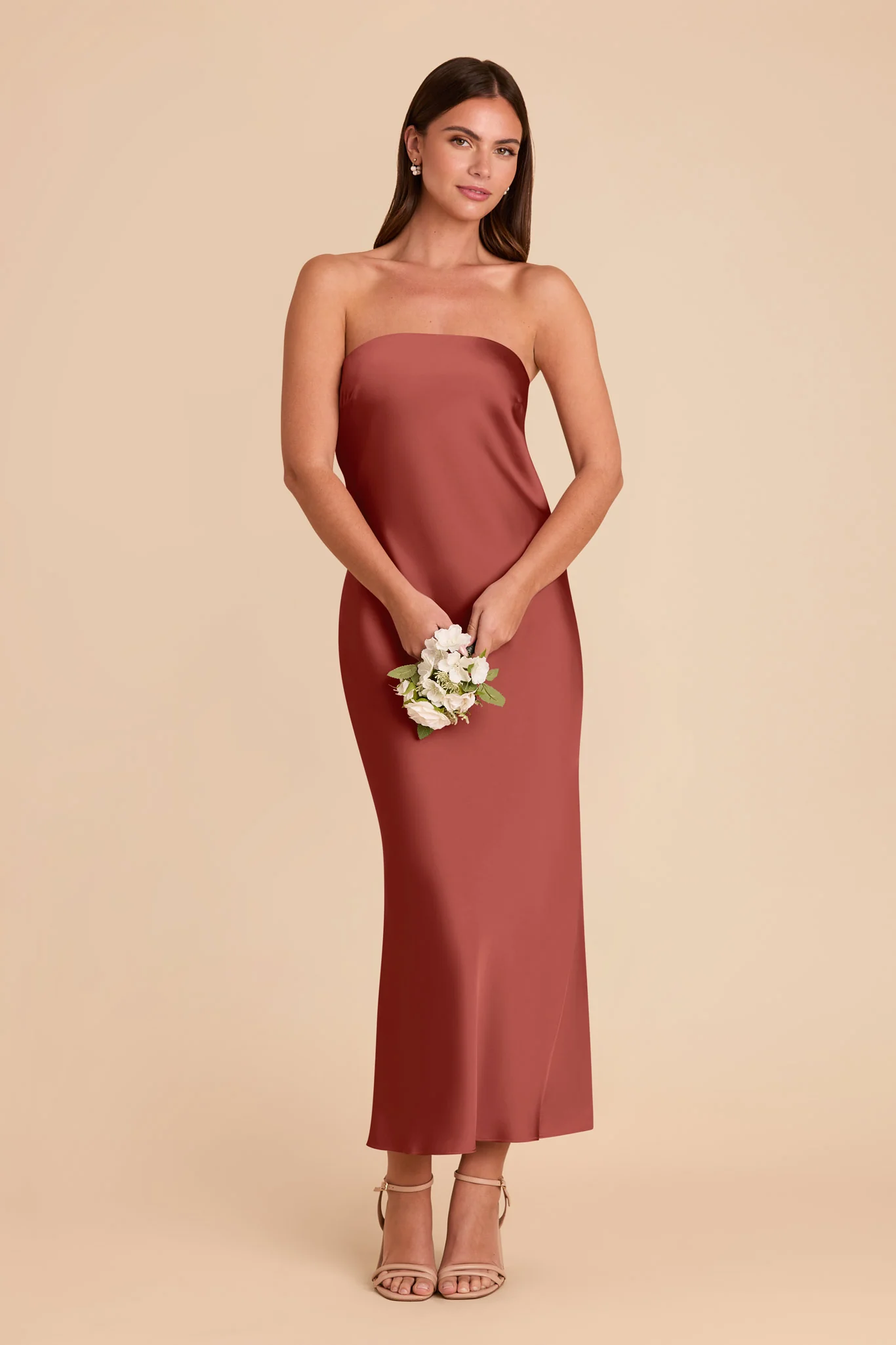 Isla Matte Satin Dress - Spice - Image 5