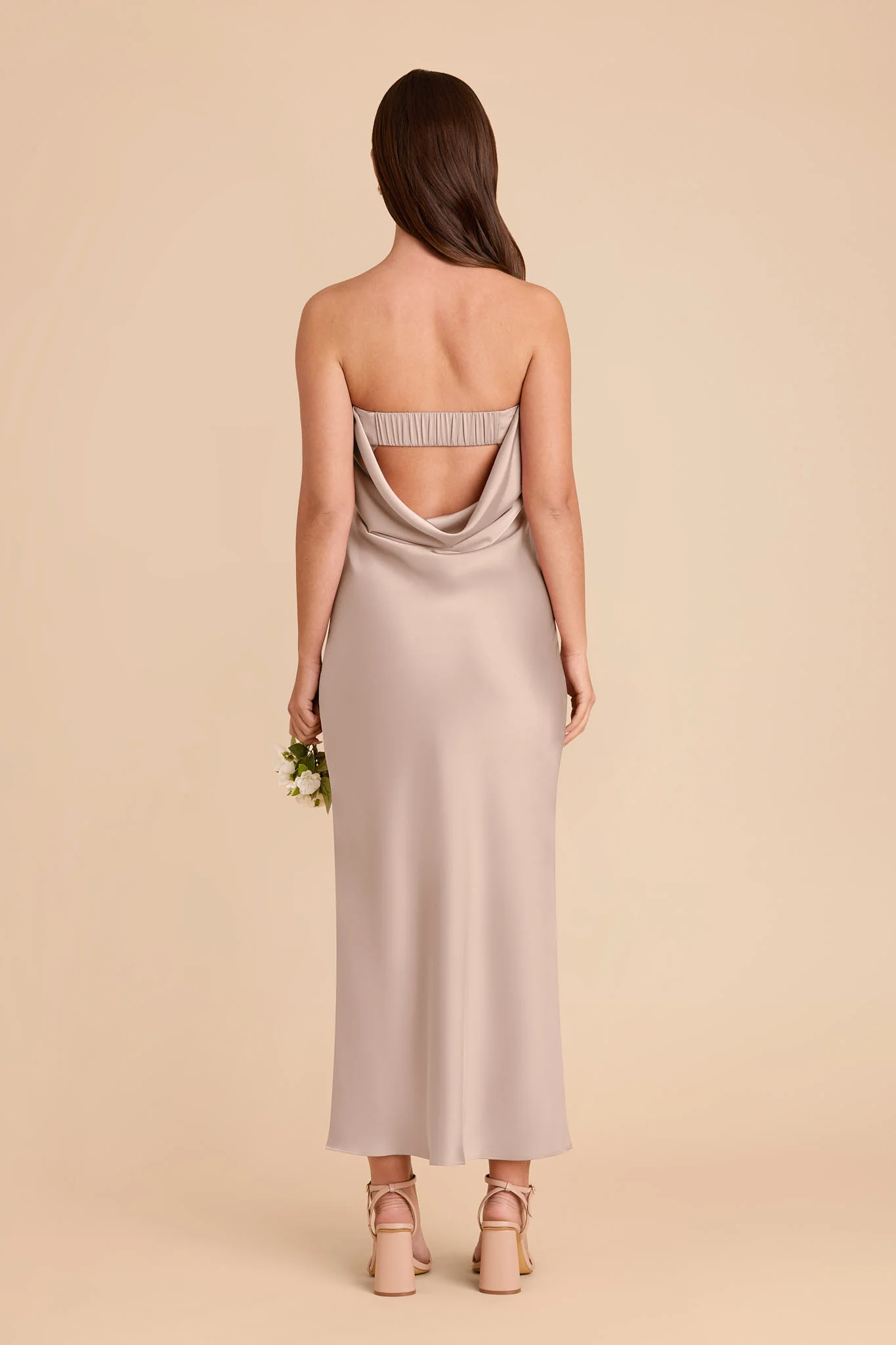 Isla Matte Satin Dress - Taupe - Image 6