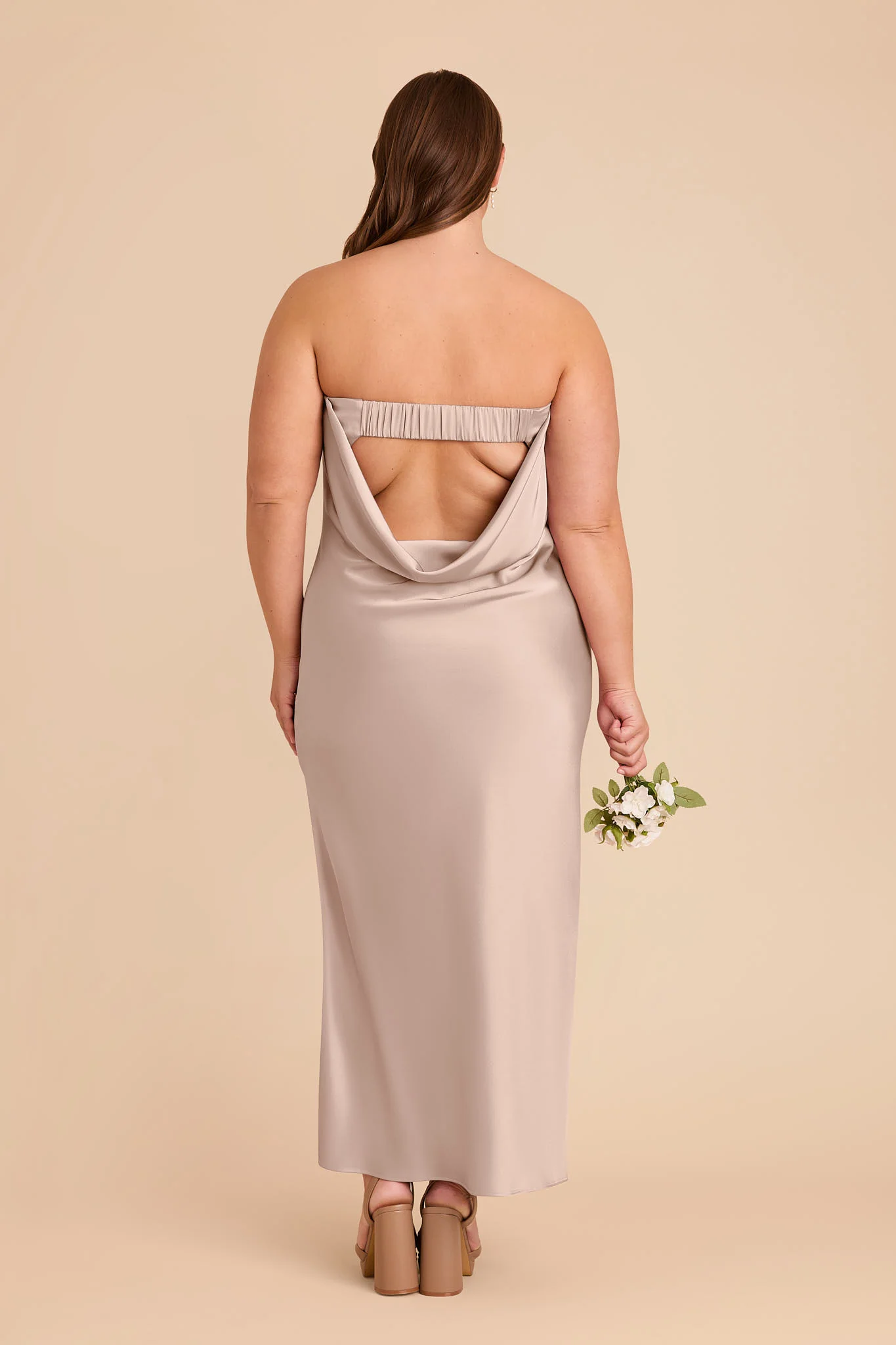 Isla Matte Satin Dress - Taupe - Image 9