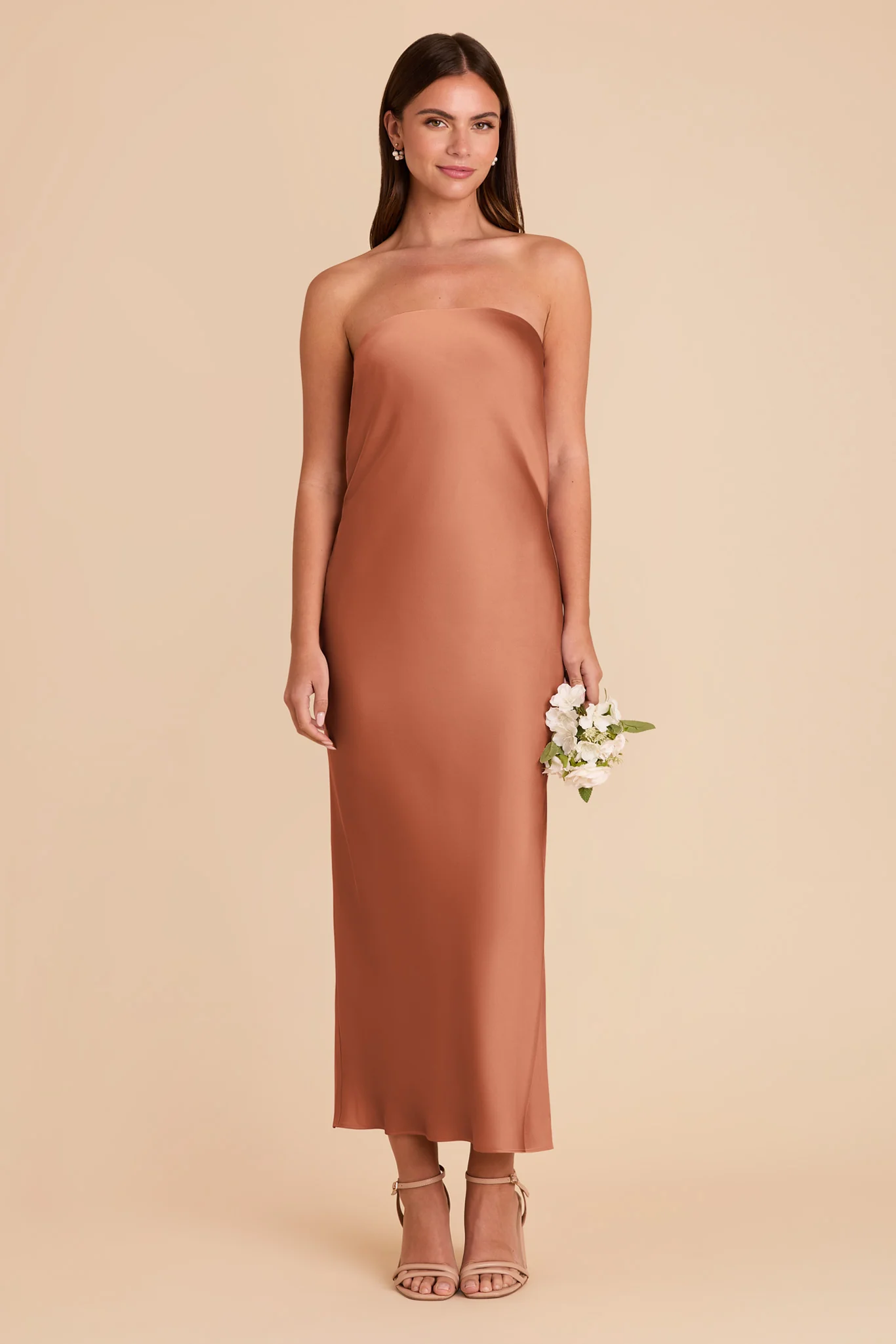 Isla Matte Satin Dress - Terracotta - Image 3
