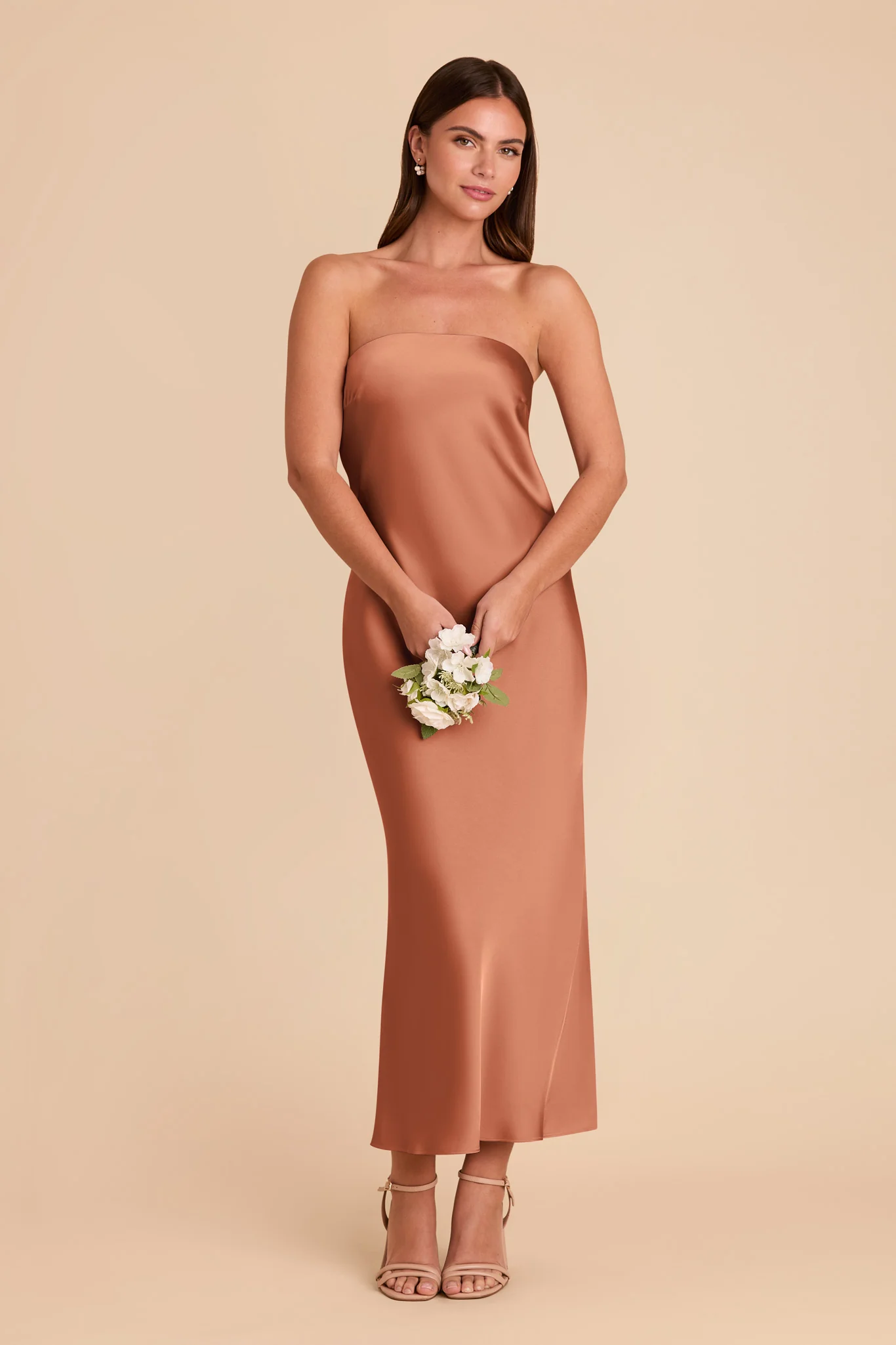 Isla Matte Satin Dress - Terracotta - Image 4