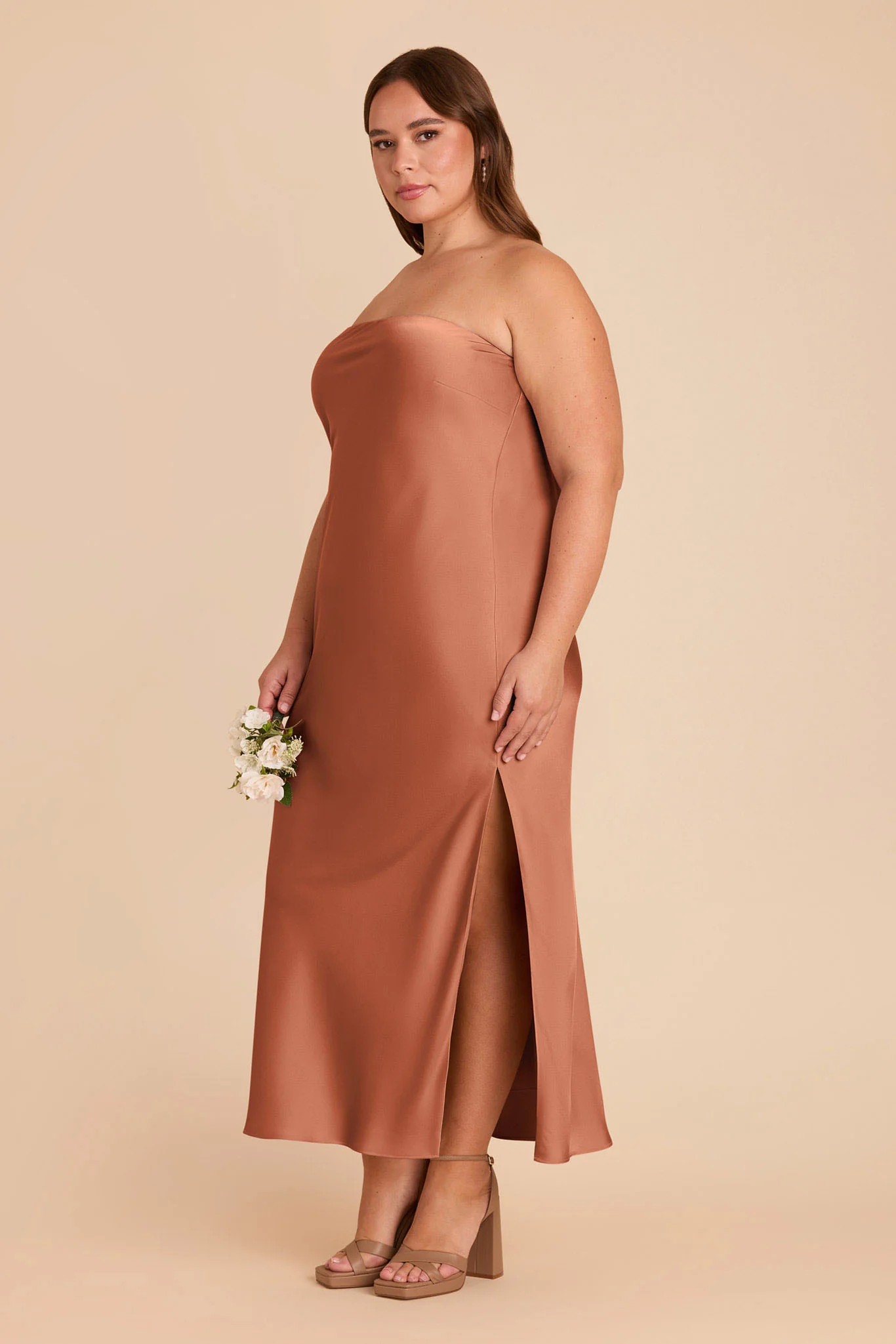 Isla Matte Satin Dress - Terracotta - Image 9