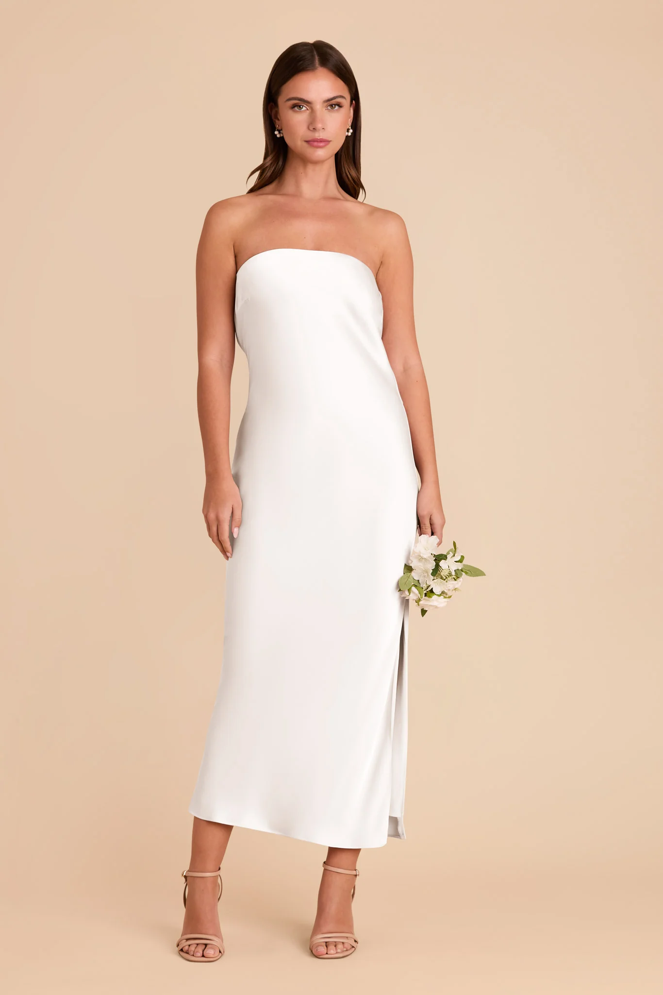 Isla Matte Satin Dress - White