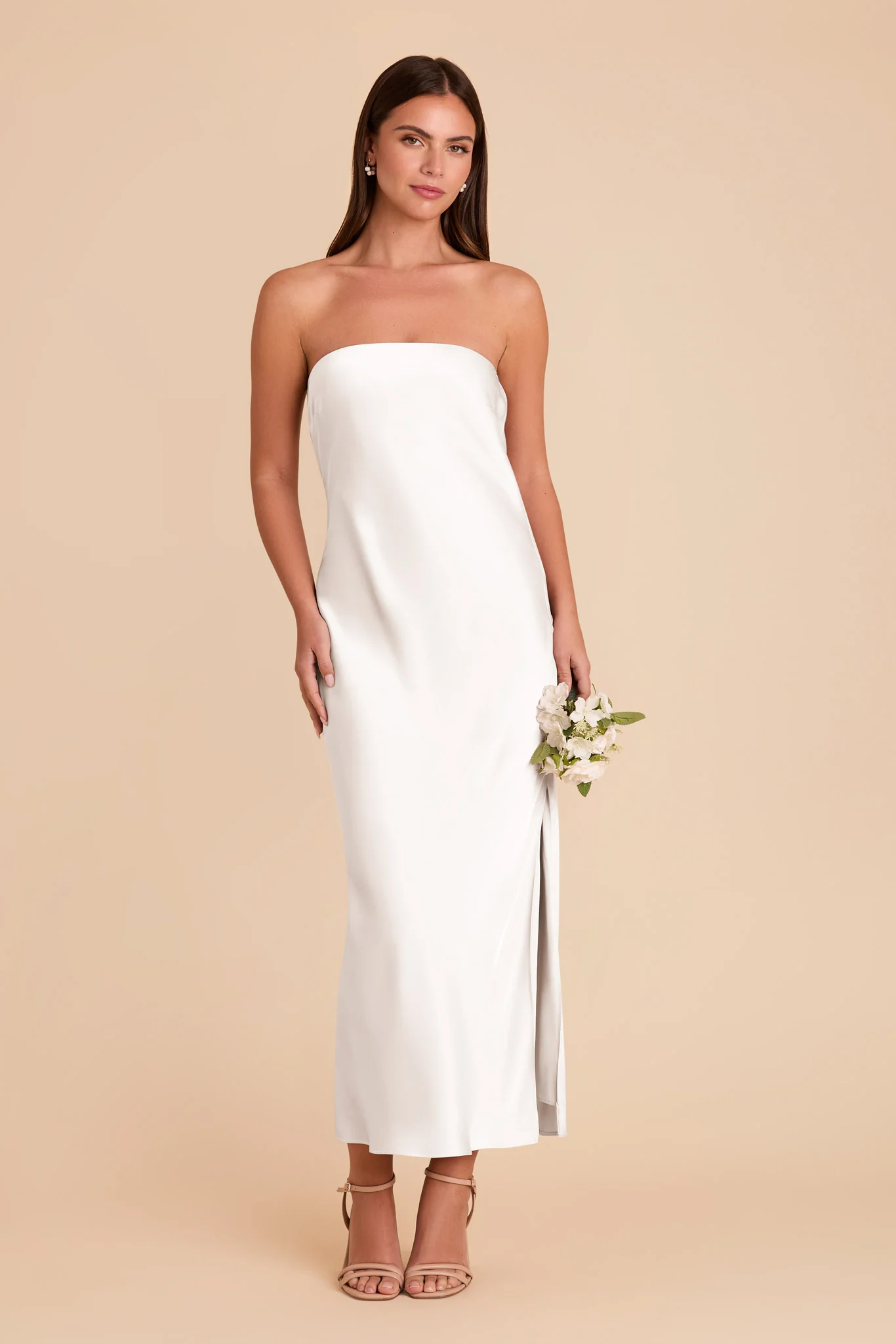 Isla Matte Satin Dress - White - Image 4