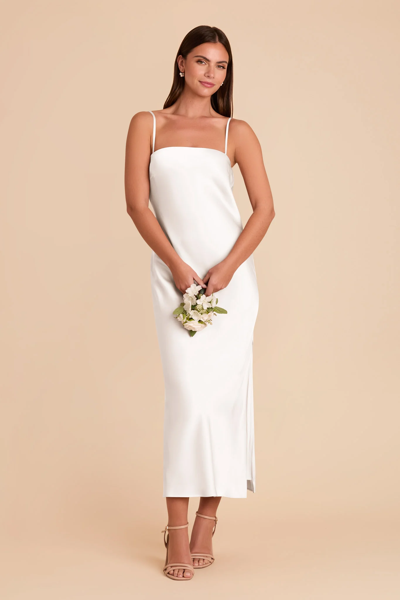 Isla Matte Satin Dress - White - Image 5