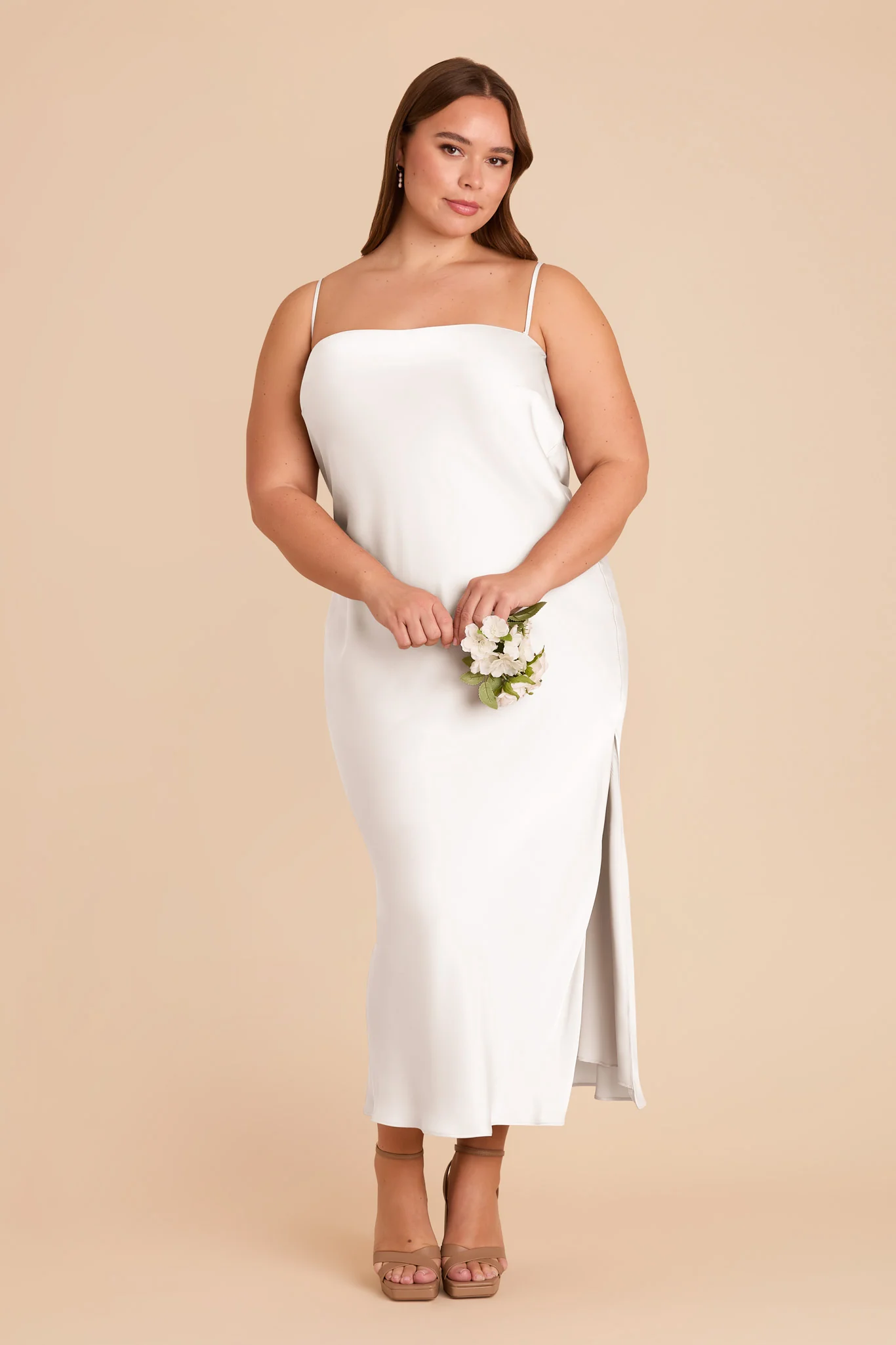 Isla Matte Satin Dress - White - Image 7