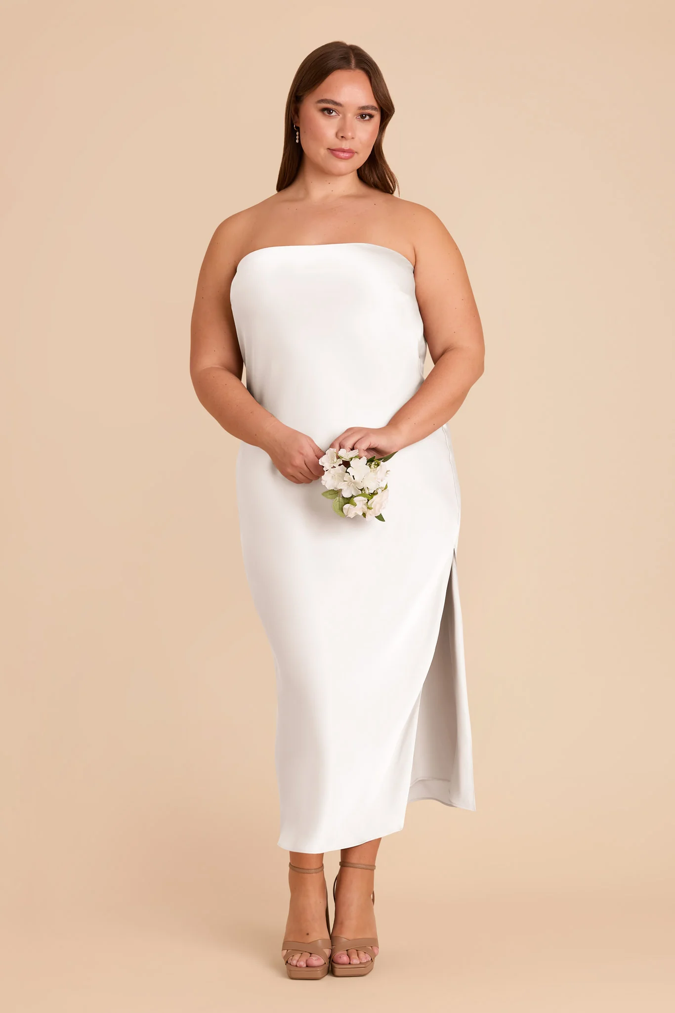 Isla Matte Satin Dress - White - Image 9