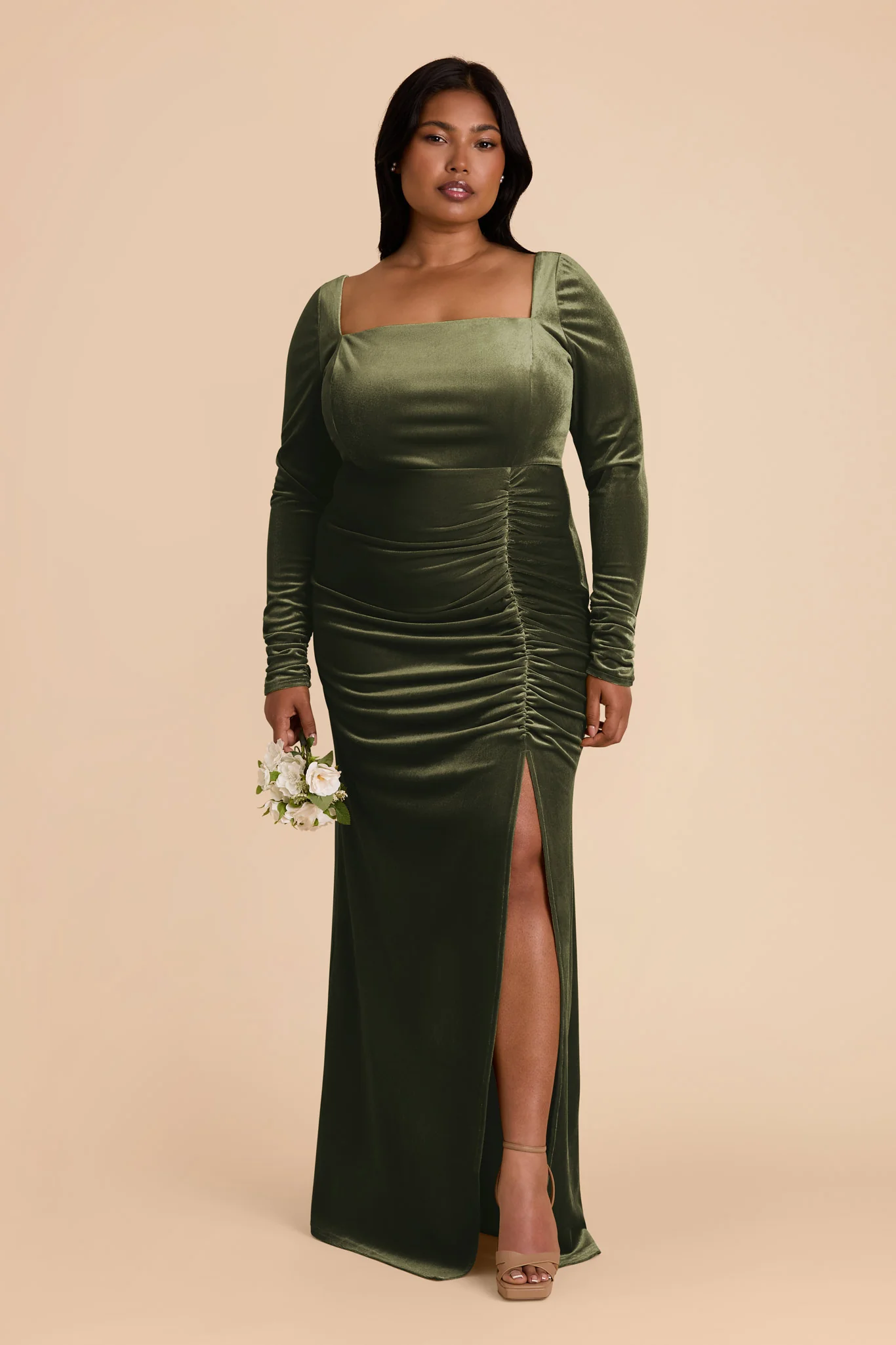 Ivy Velvet Dress - Olive - Image 6