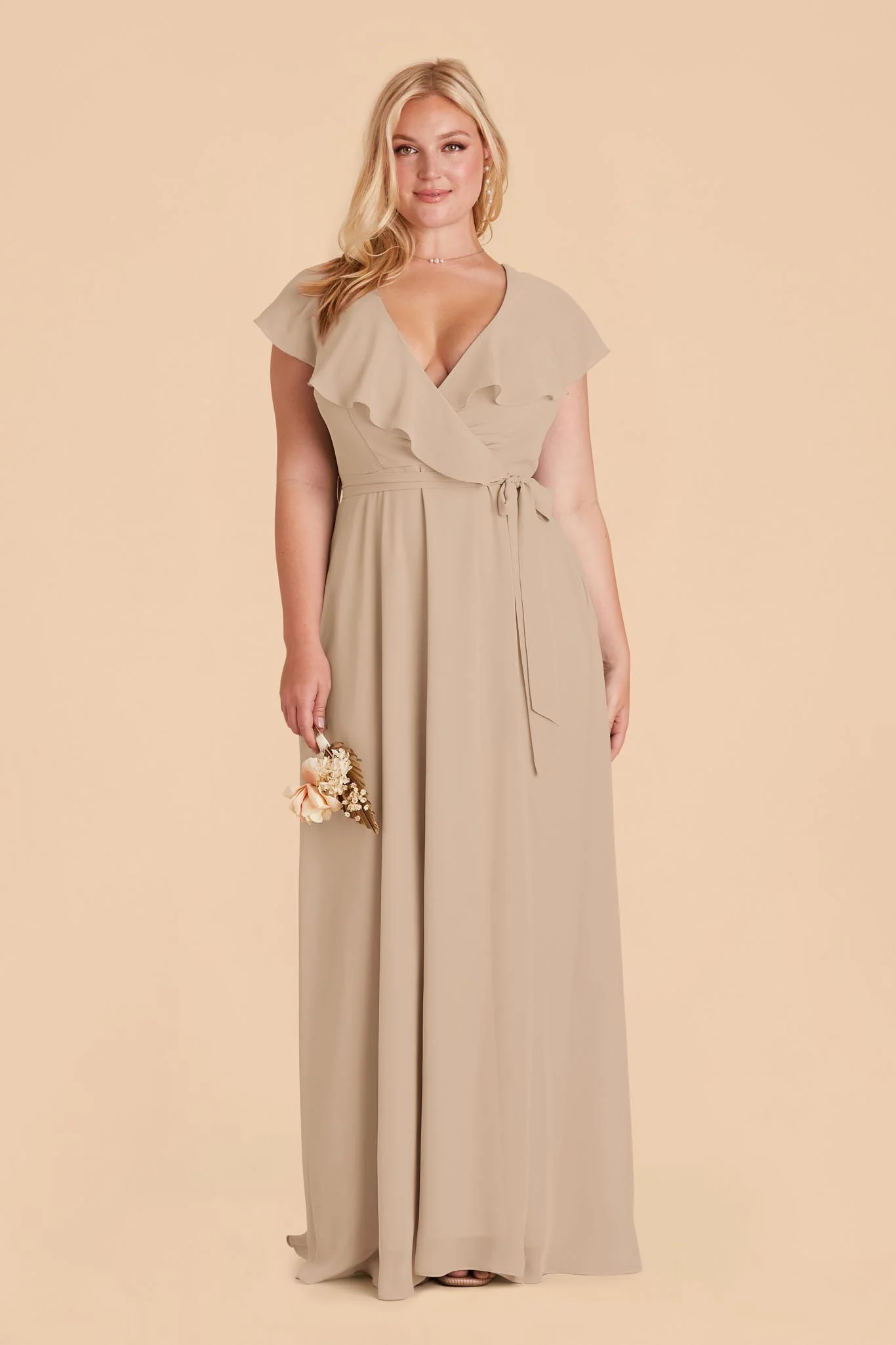 Jackson Chiffon Dress - Almond - Image 2