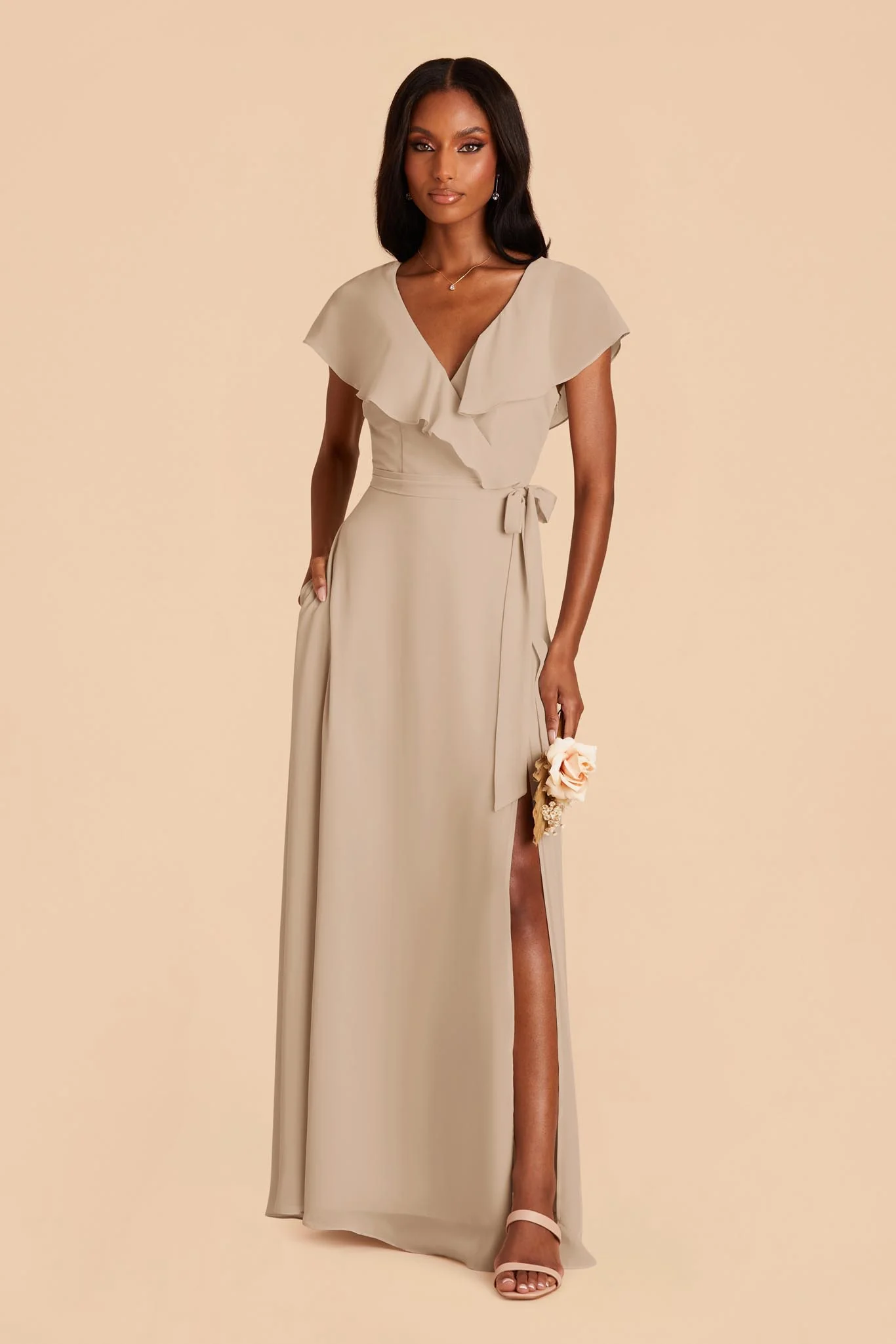 Jackson Chiffon Dress - Almond - Image 4