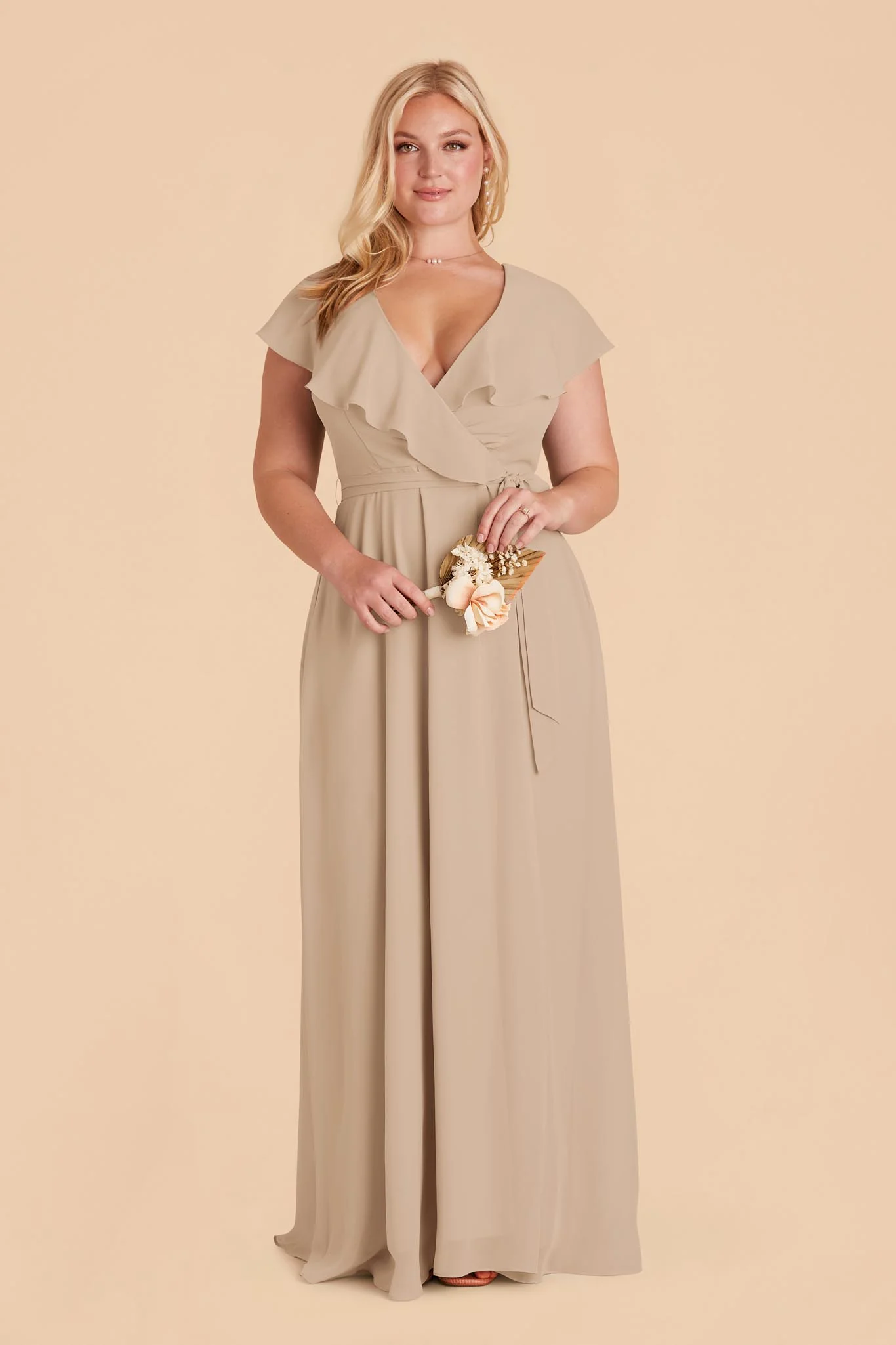 Jackson Chiffon Dress - Almond - Image 6