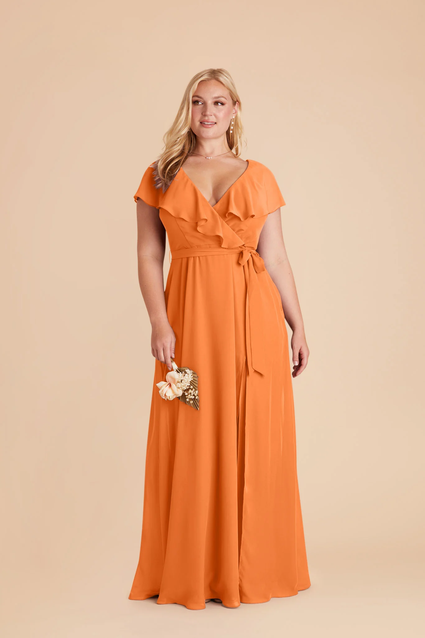 Jackson Chiffon Dress - Apricot - Image 6