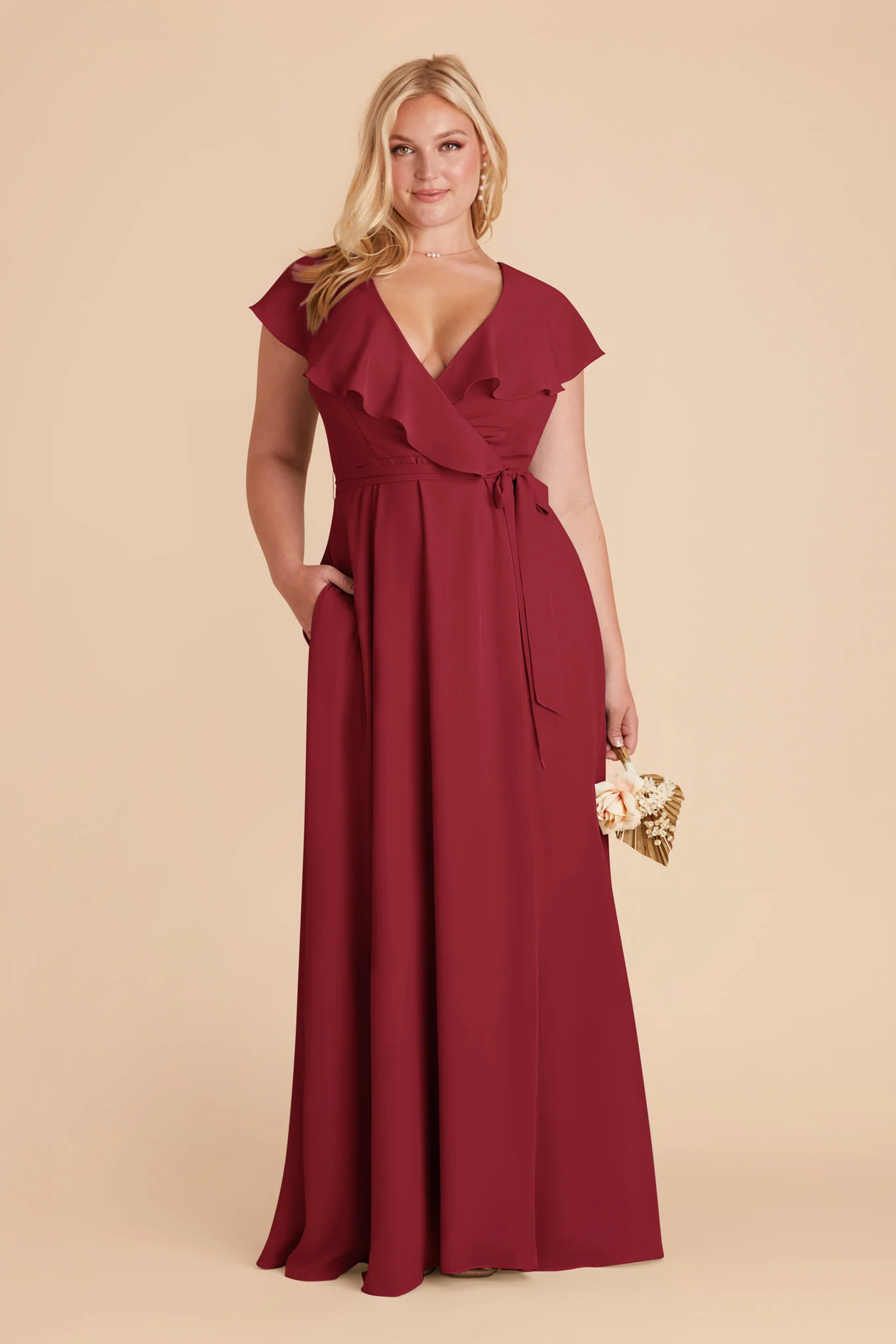 Jackson Chiffon Dress - Burgundy - Image 2