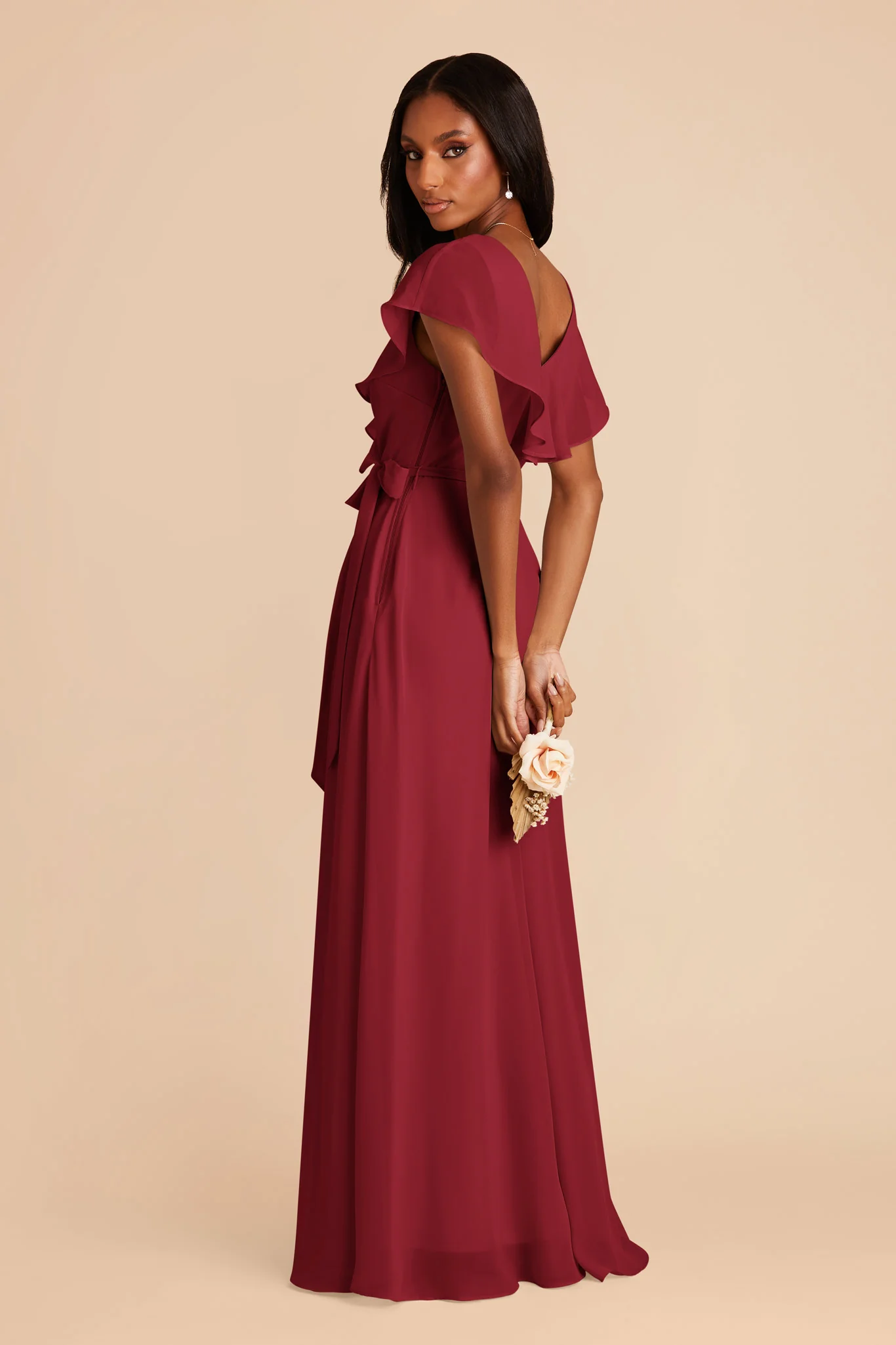 Jackson Chiffon Dress - Burgundy - Image 5
