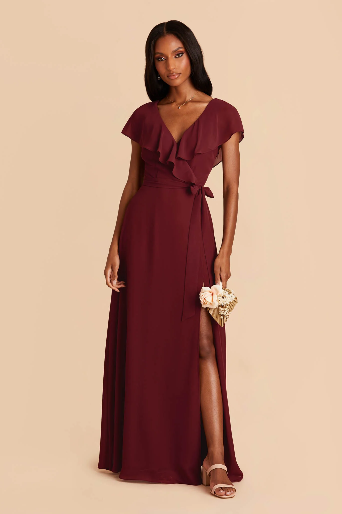 Jackson Chiffon Dress - Cabernet - Image 3