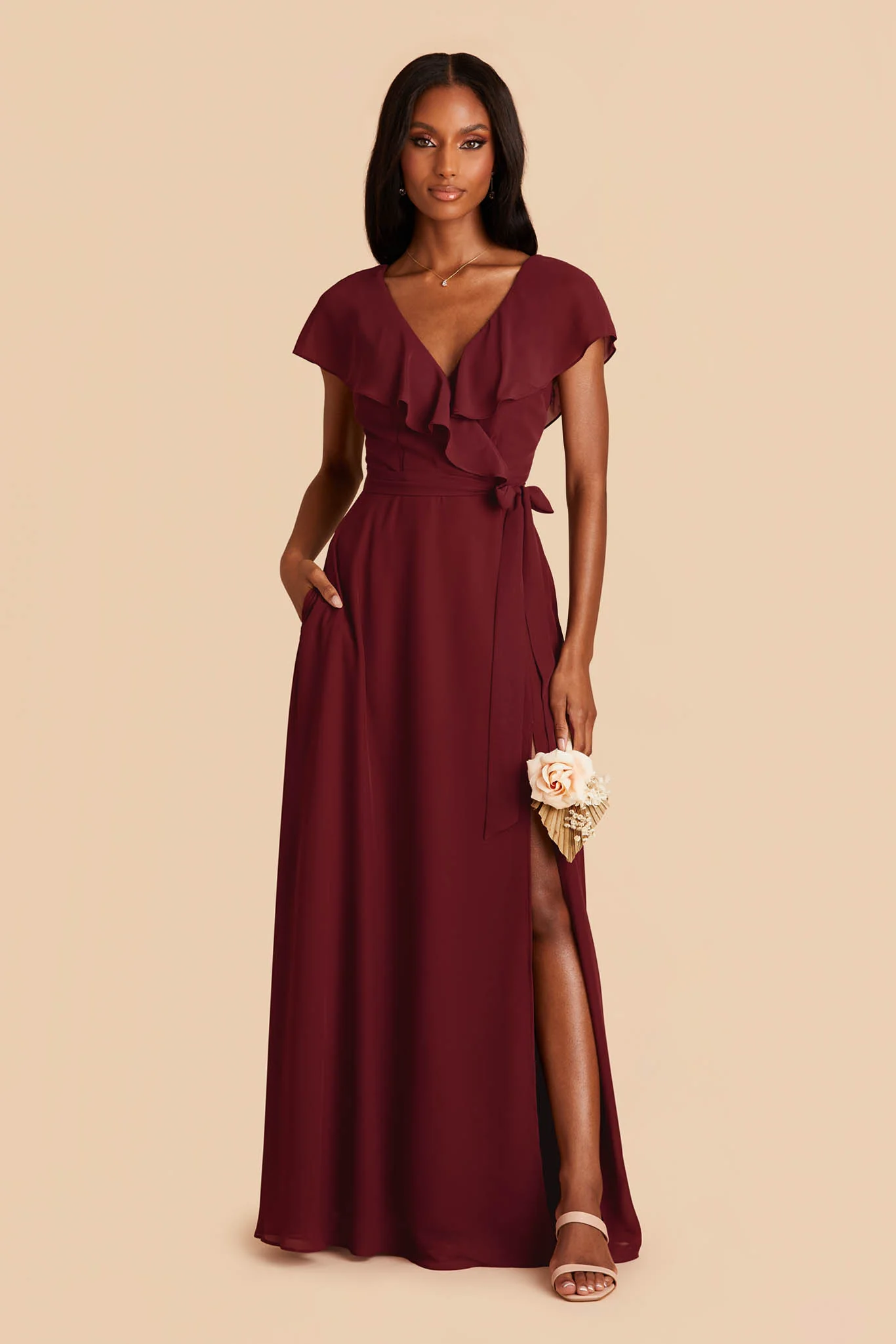 Jackson Chiffon Dress - Cabernet - Image 4