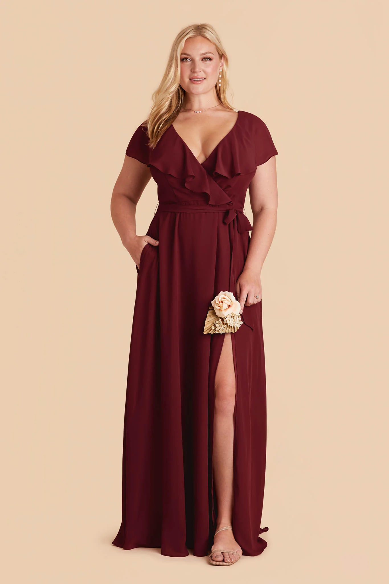 Jackson Chiffon Dress - Cabernet - Image 6