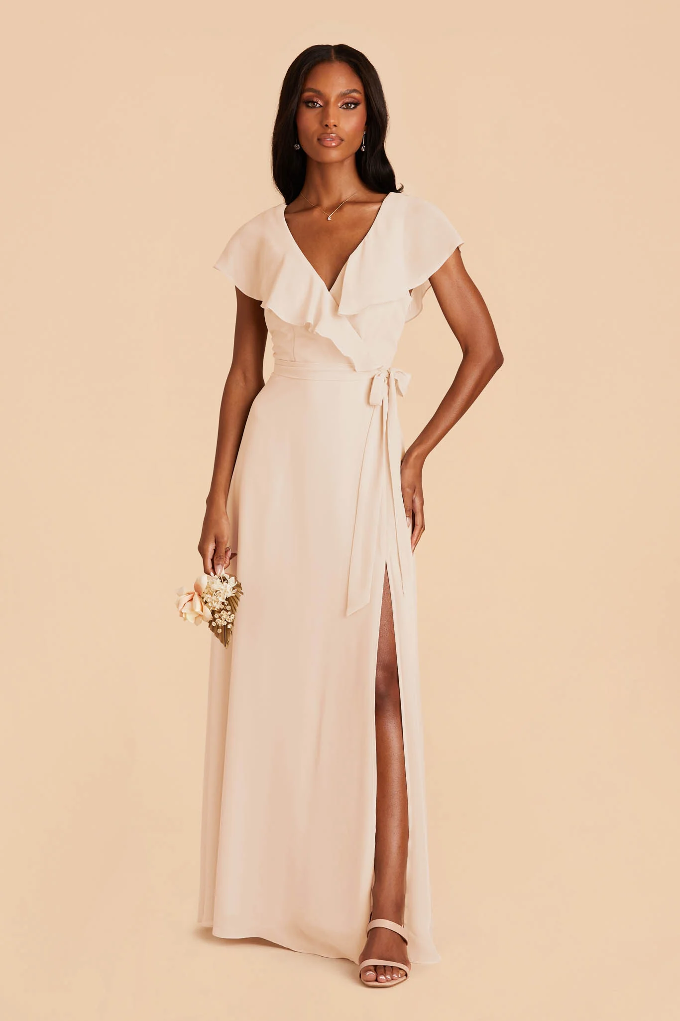 Jackson Chiffon Dress - Champagne - Image 4