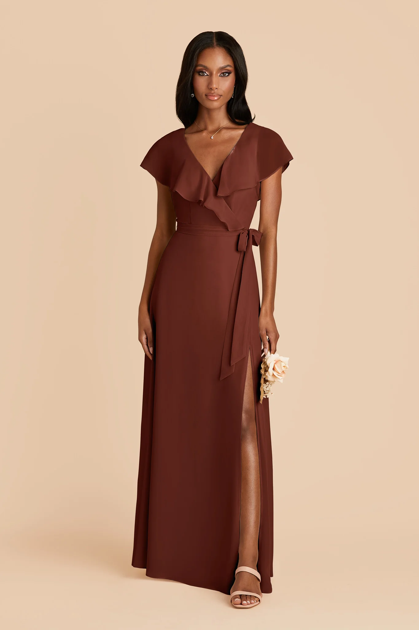 Jackson Chiffon Dress - Cognac