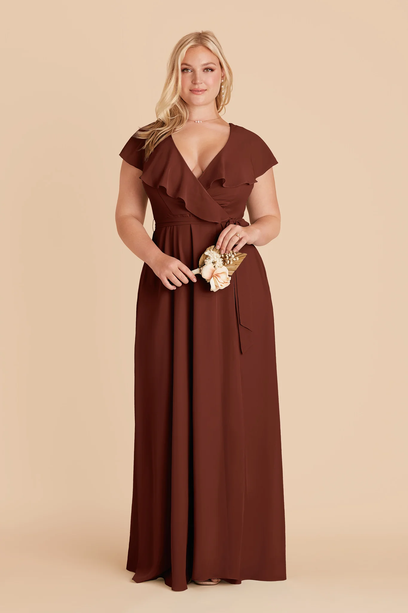 Jackson Chiffon Dress - Cognac - Image 2