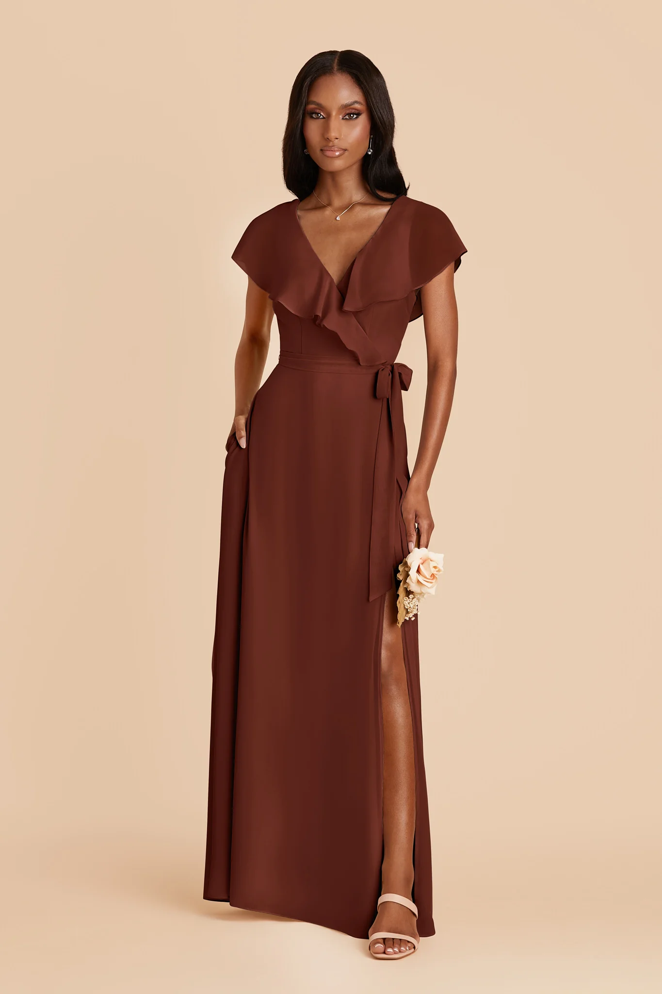 Jackson Chiffon Dress - Cognac - Image 3