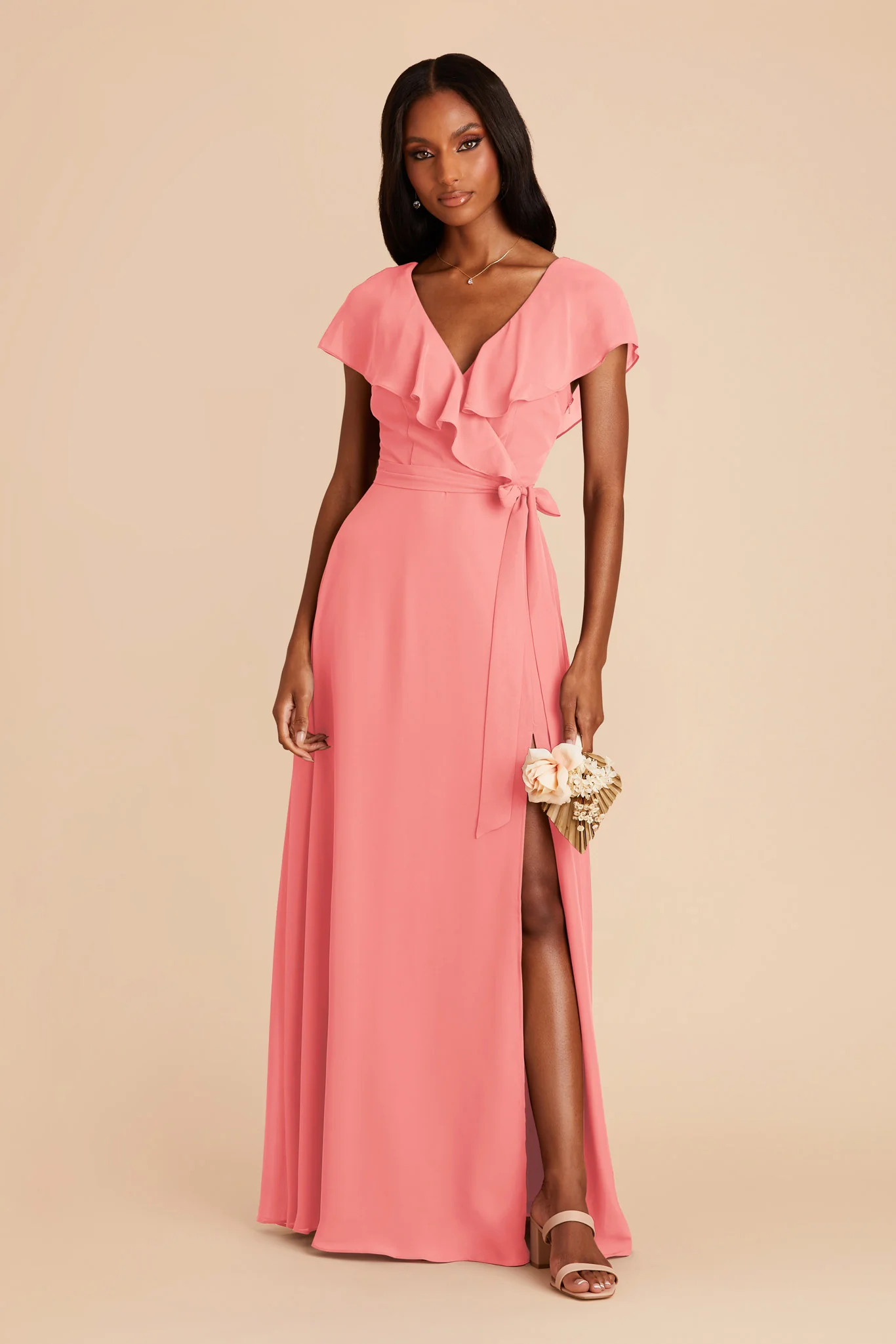 Jackson Chiffon Dress - Coral Pink - Image 3