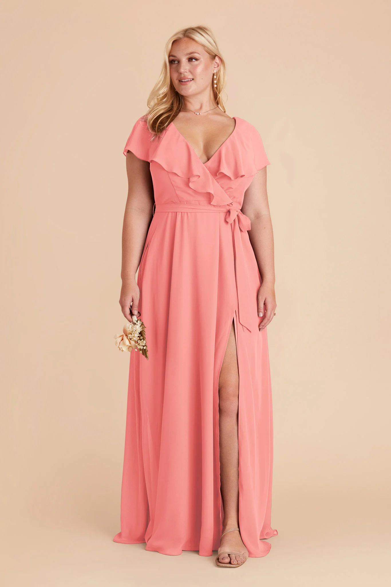 Jackson Chiffon Dress - Coral Pink - Image 6