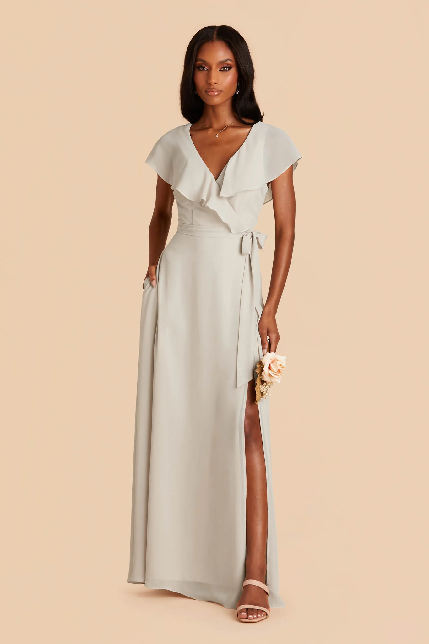 Jackson Chiffon Dress - Dove Gray - Image 4