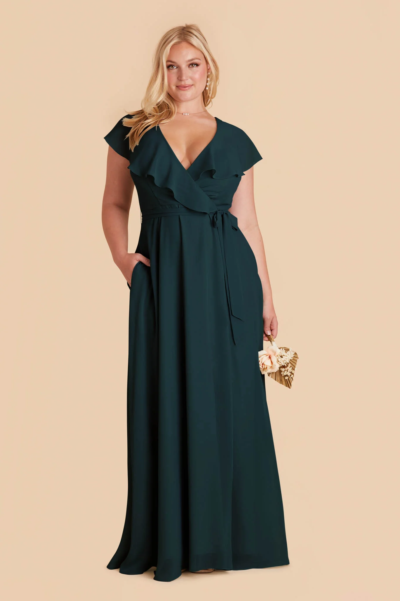 Jackson Chiffon Dress - Emerald - Image 2