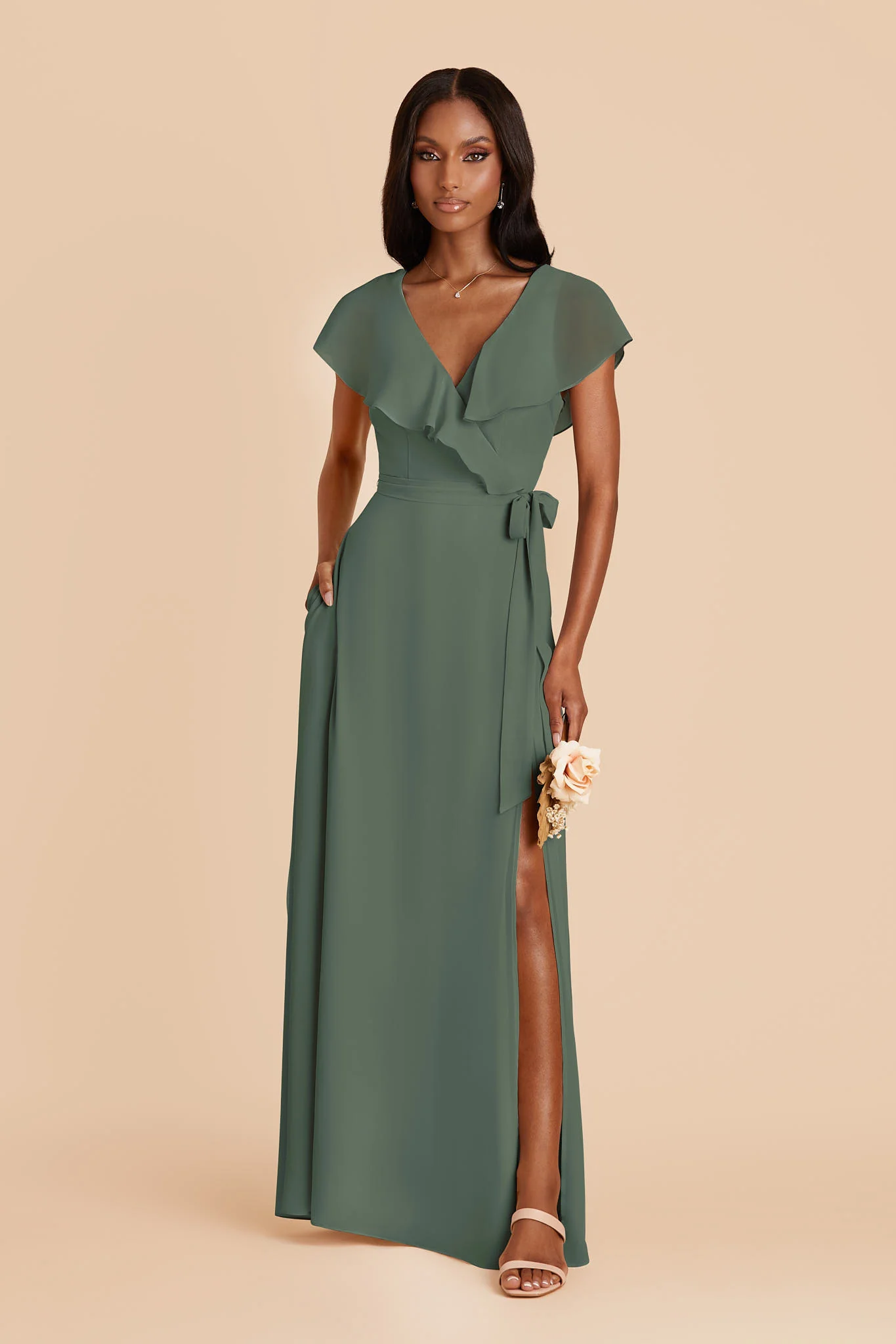 Jackson Chiffon Dress - Eucalyptus - Image 3
