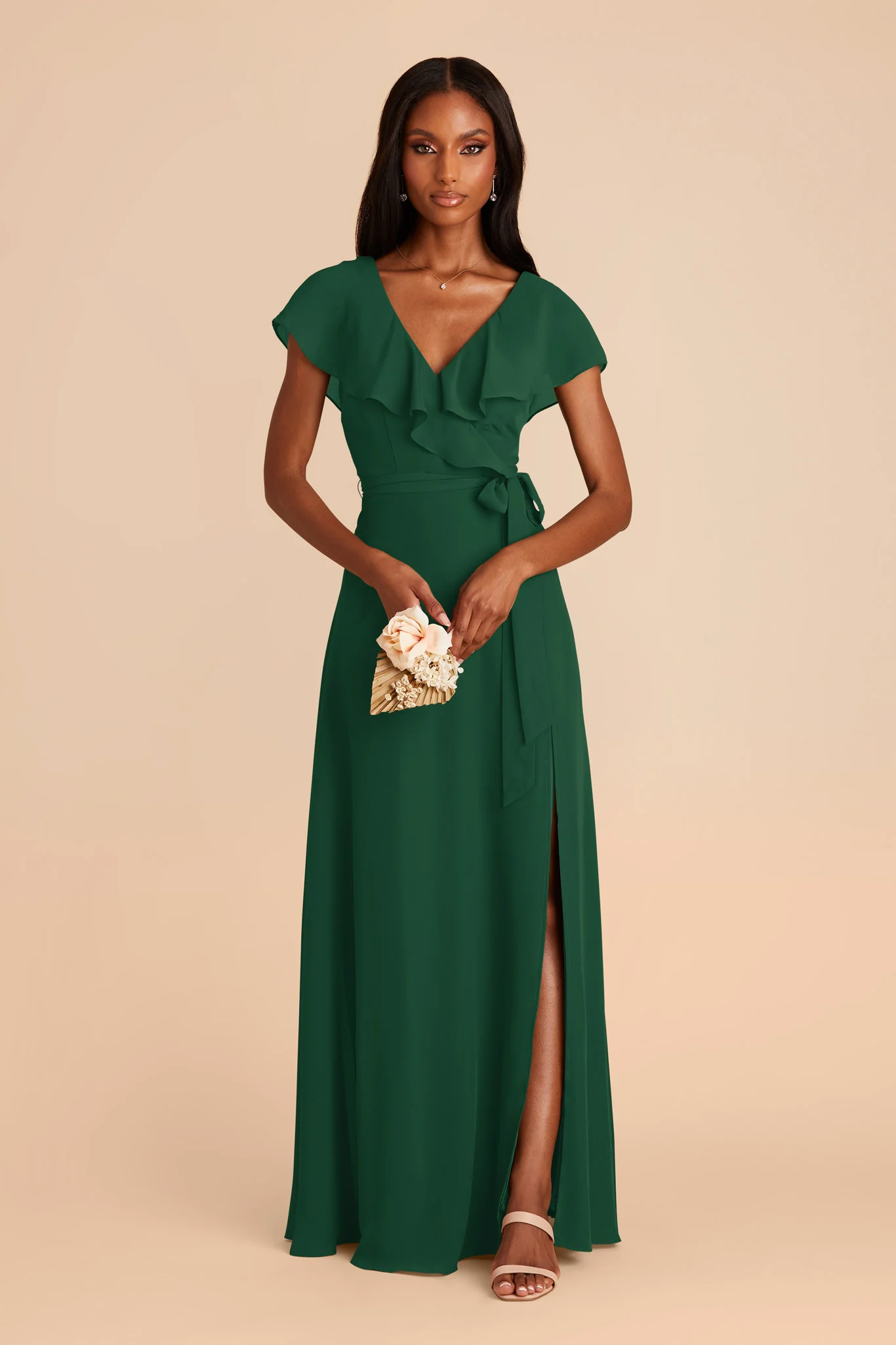 Jackson Chiffon Dress - Forest Green - Image 3