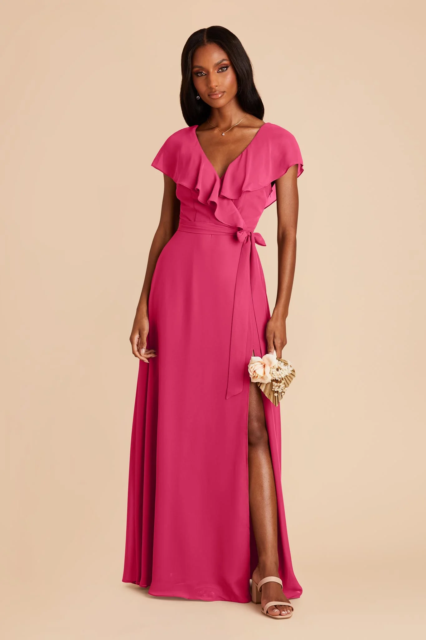 Jackson Chiffon Dress - Fuchsia - Image 3
