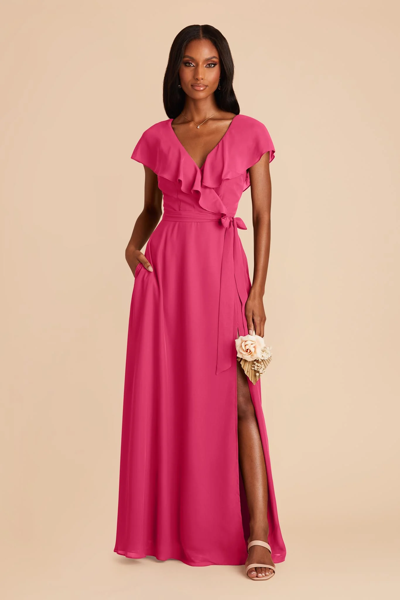 Jackson Chiffon Dress - Fuchsia - Image 4
