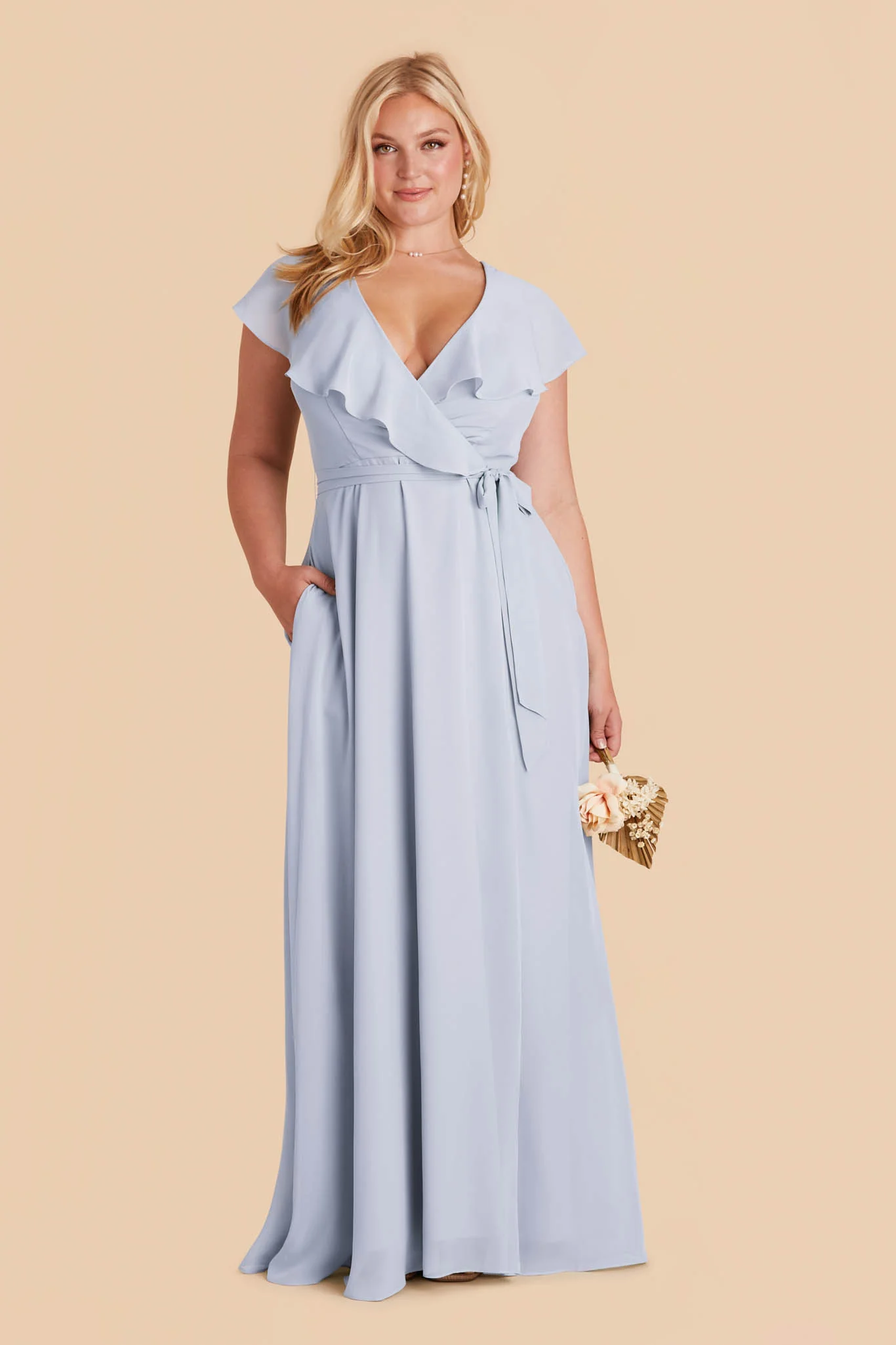 Jackson Chiffon Dress - Ice Blue - Image 6
