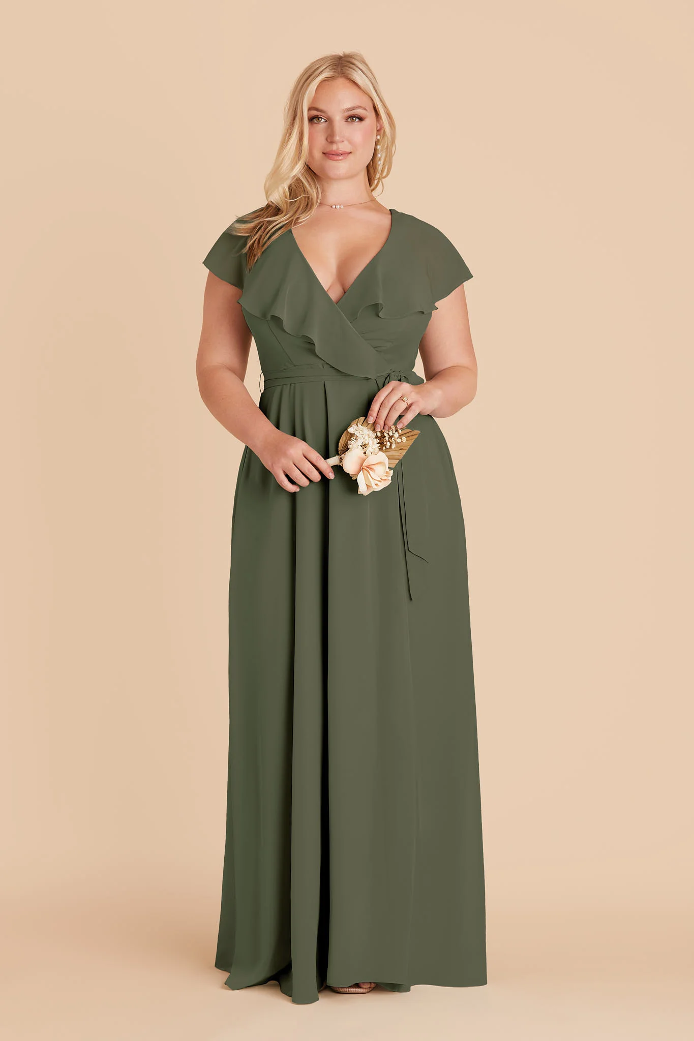 Jackson Chiffon Dress - Olive - Image 2