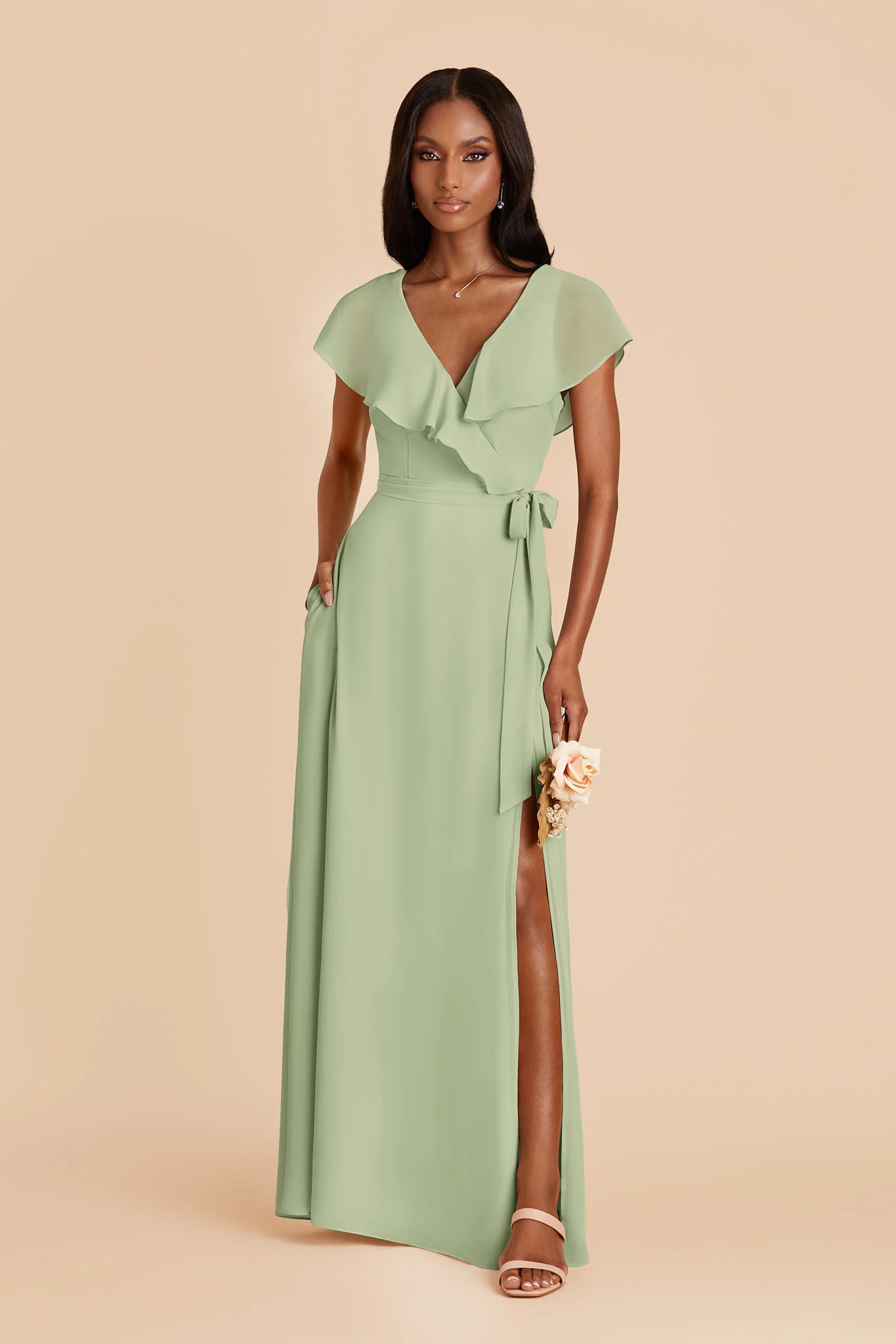Jackson Chiffon Dress - Pistachio - Image 3