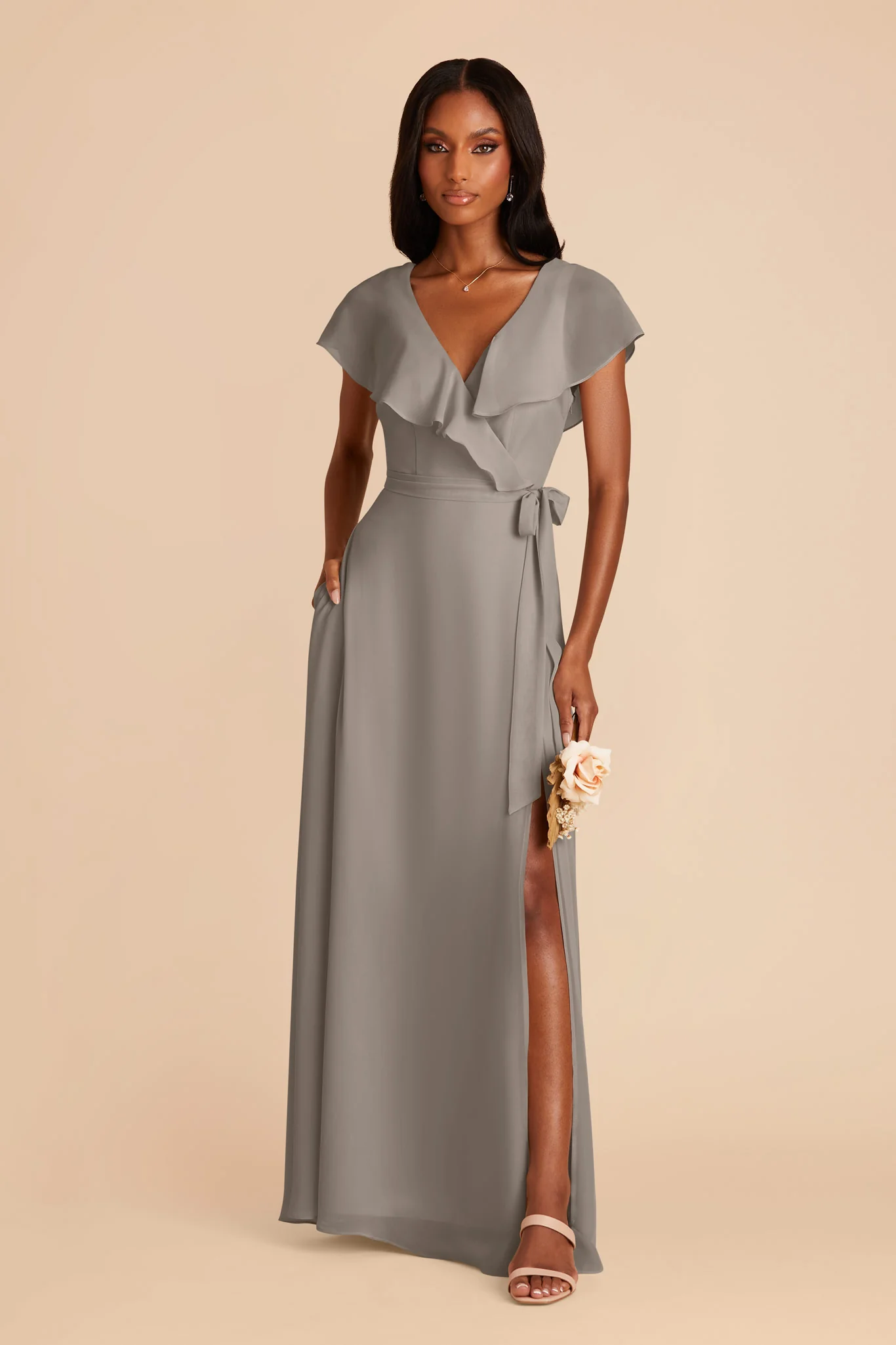 Jackson Chiffon Dress - Silver - Image 3