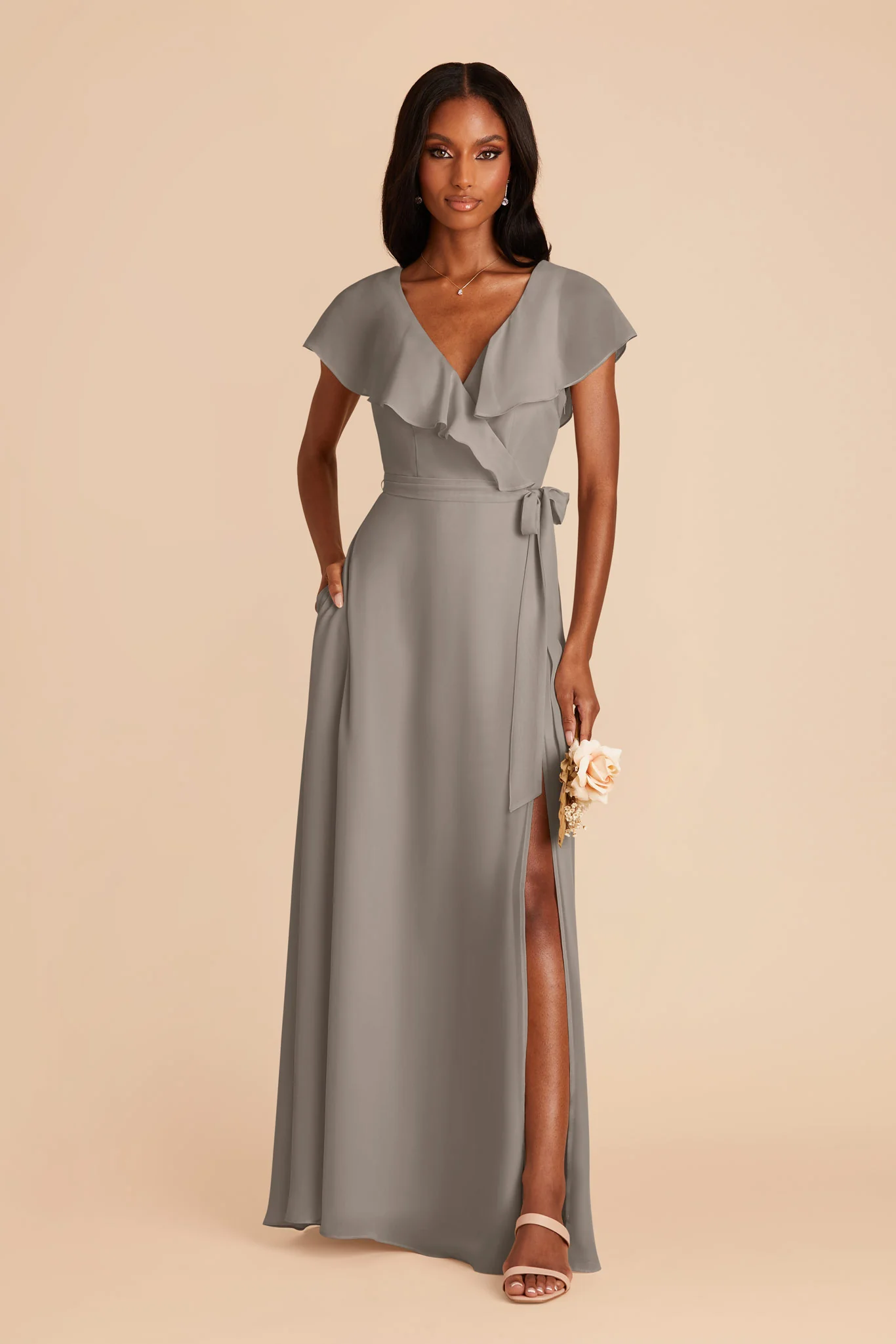Jackson Chiffon Dress - Silver - Image 4