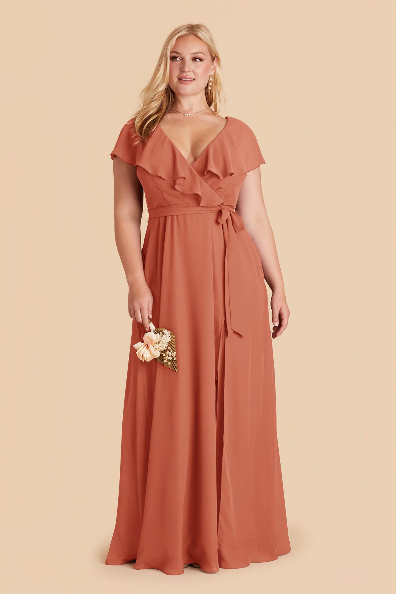 Jackson Chiffon Dress - Terracotta - Image 6