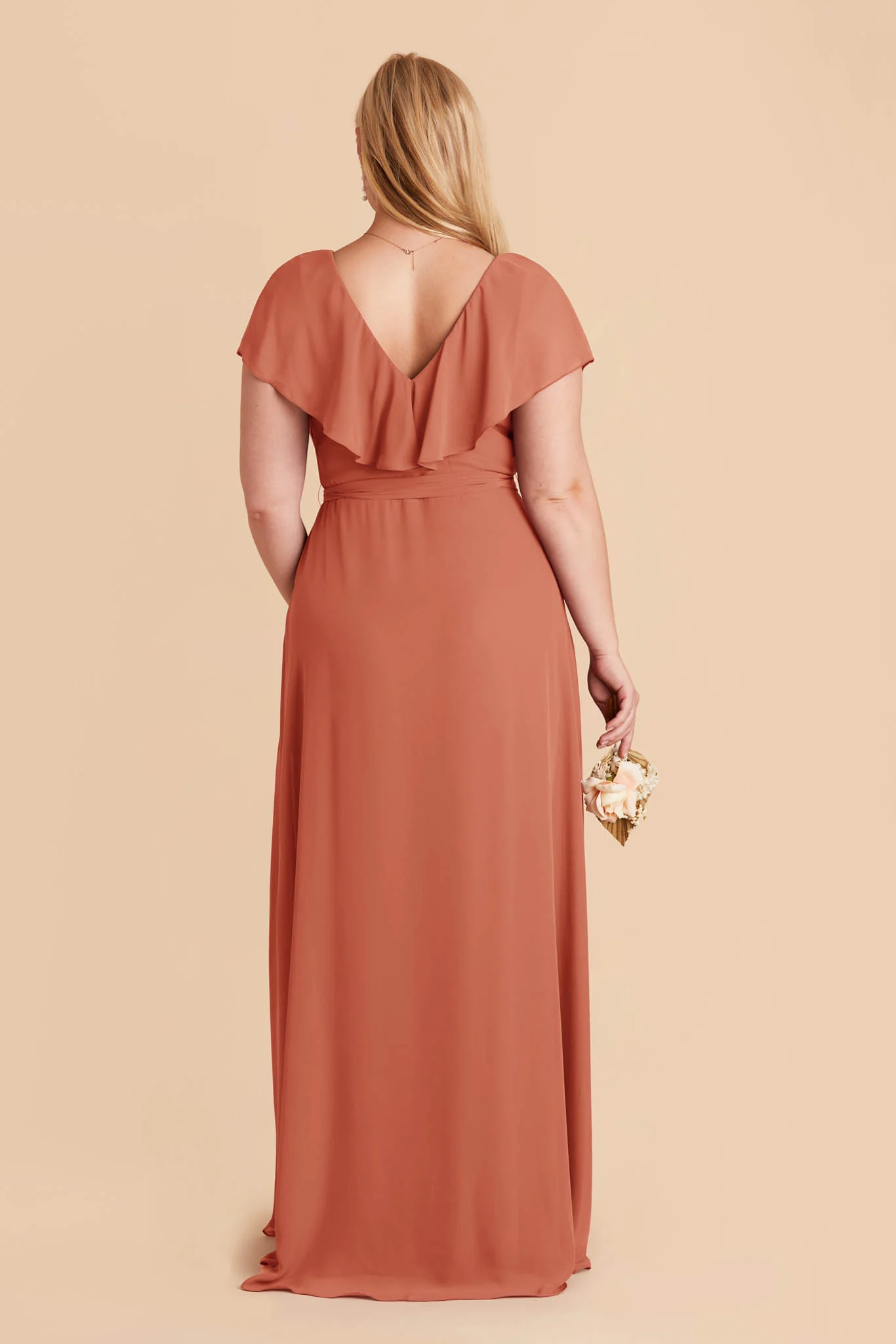 Jackson Chiffon Dress - Terracotta - Image 7