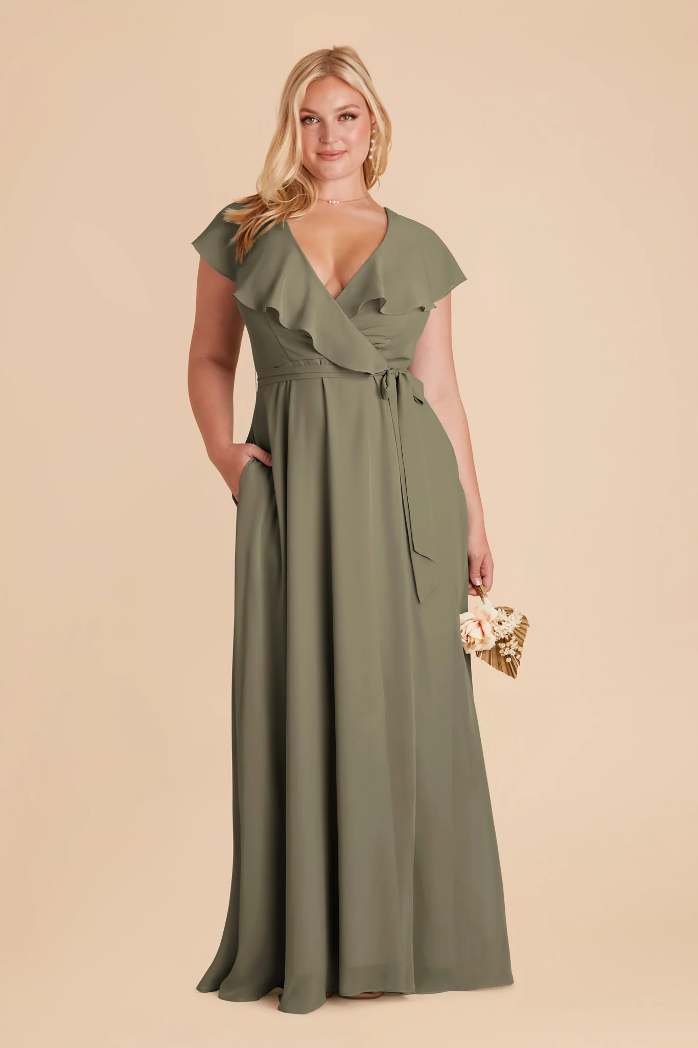 Jackson Chiffon Dress - Thyme - Image 2
