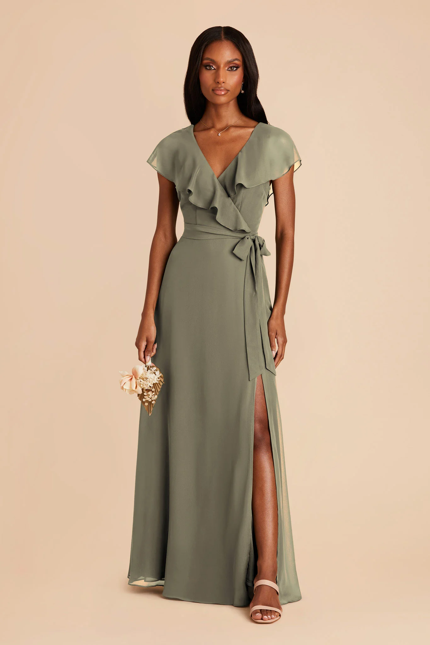 Jackson Chiffon Dress - Thyme - Image 3