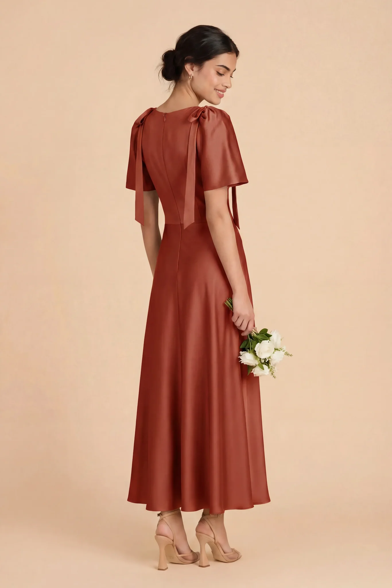Jacqueline Matte Satin Dress - Auburn - Image 4