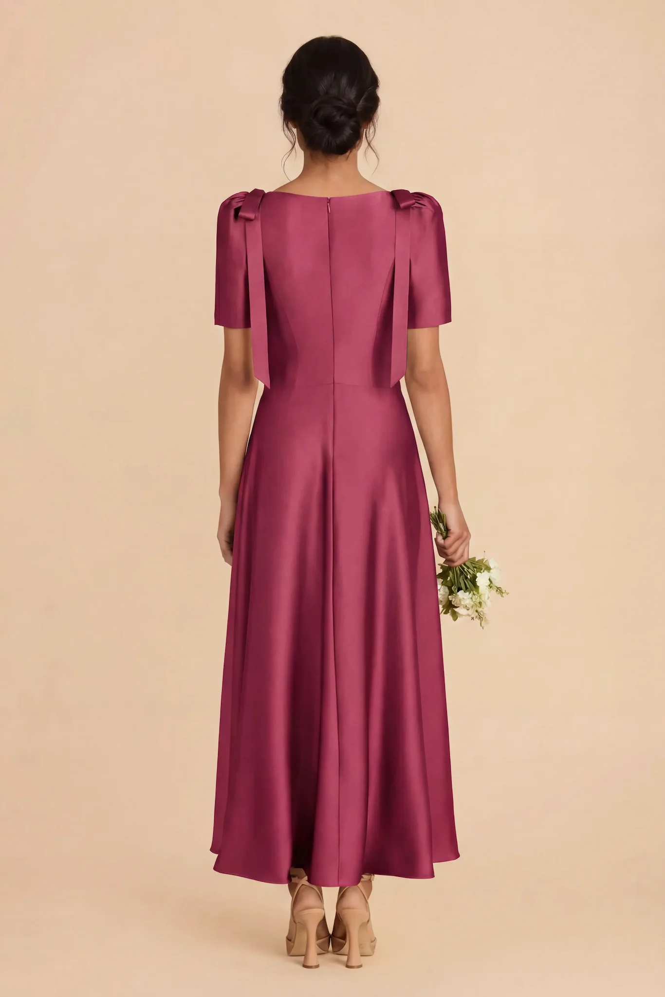 Jacqueline Matte Satin Dress - Berry - Image 6