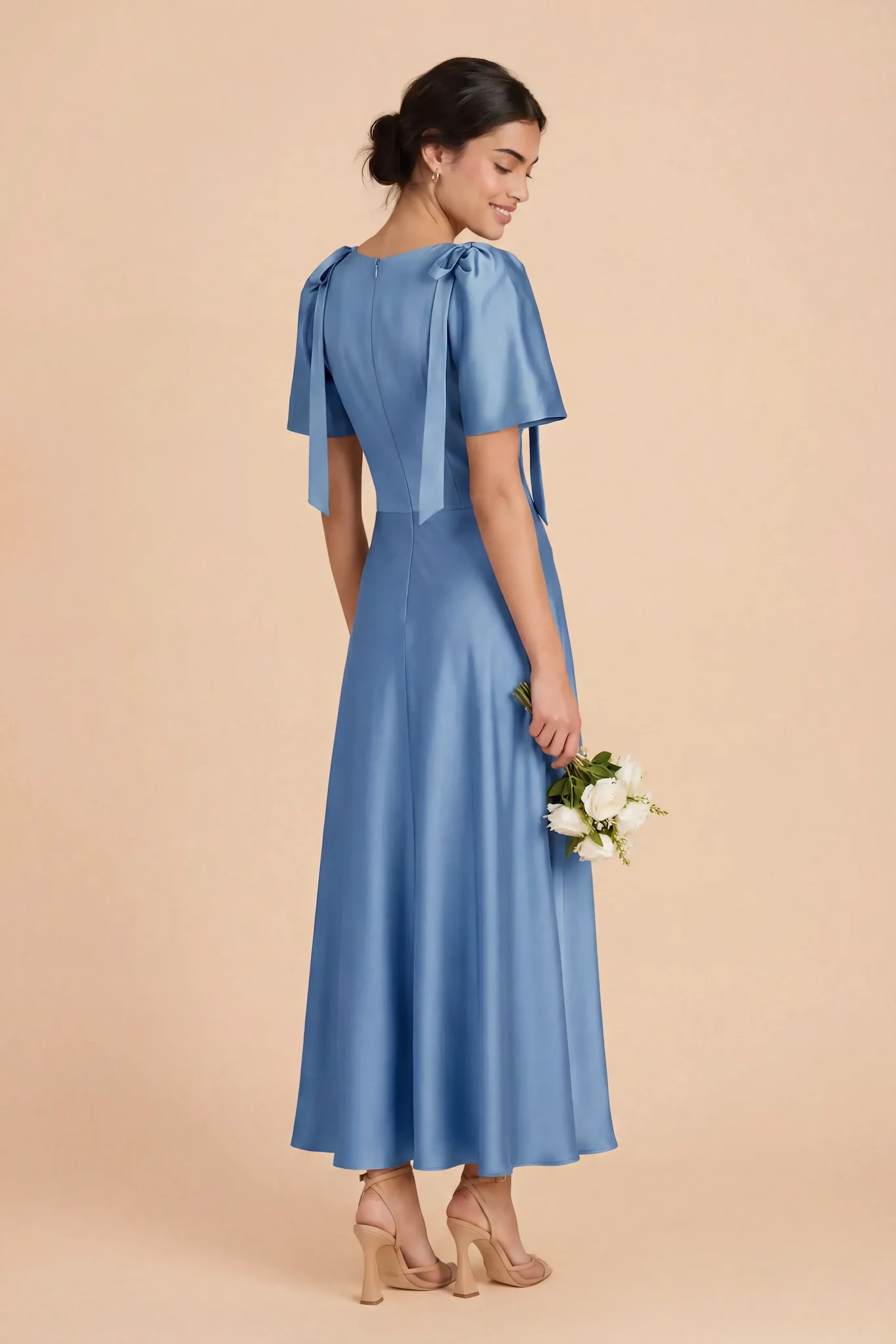 Jacqueline Matte Satin Dress - Bluebell - Image 5