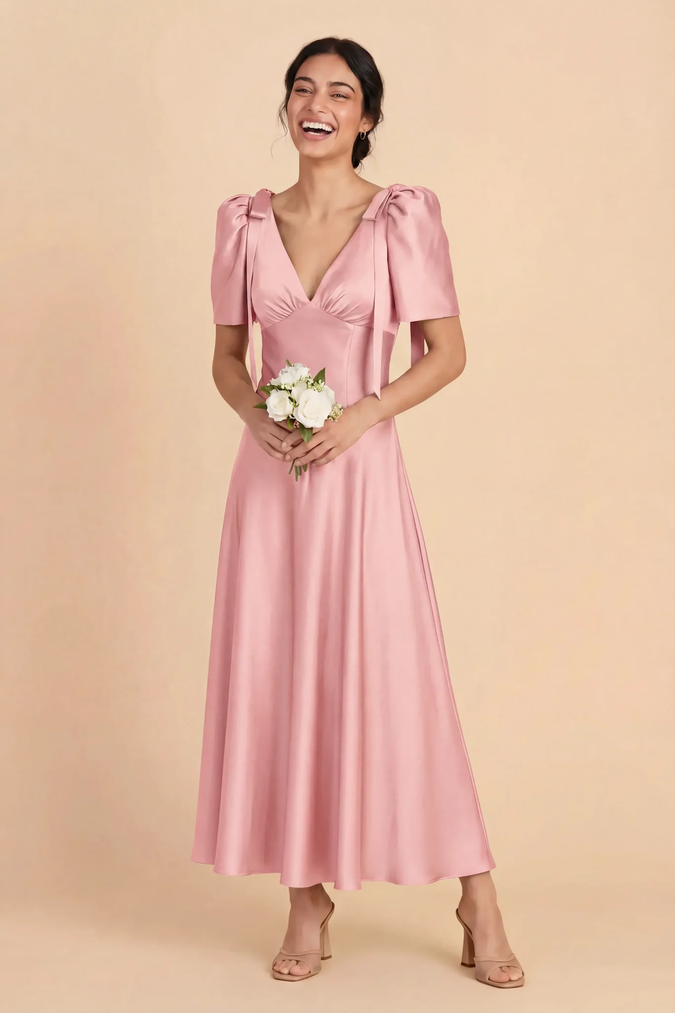 Jacqueline Matte Satin Dress - Bubblegum Pink - Image 3