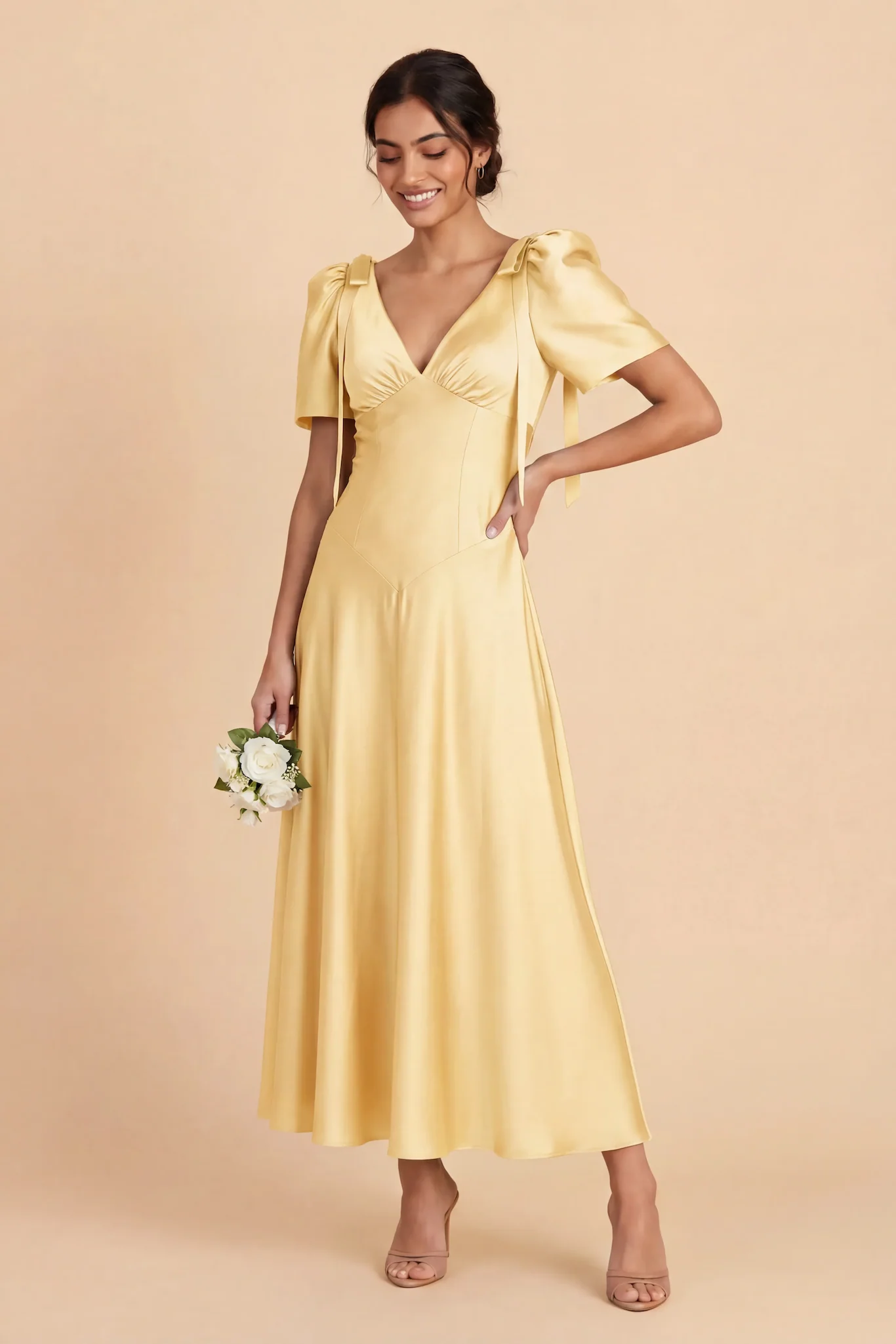 Jacqueline Matte Satin Dress - Butter - Image 2