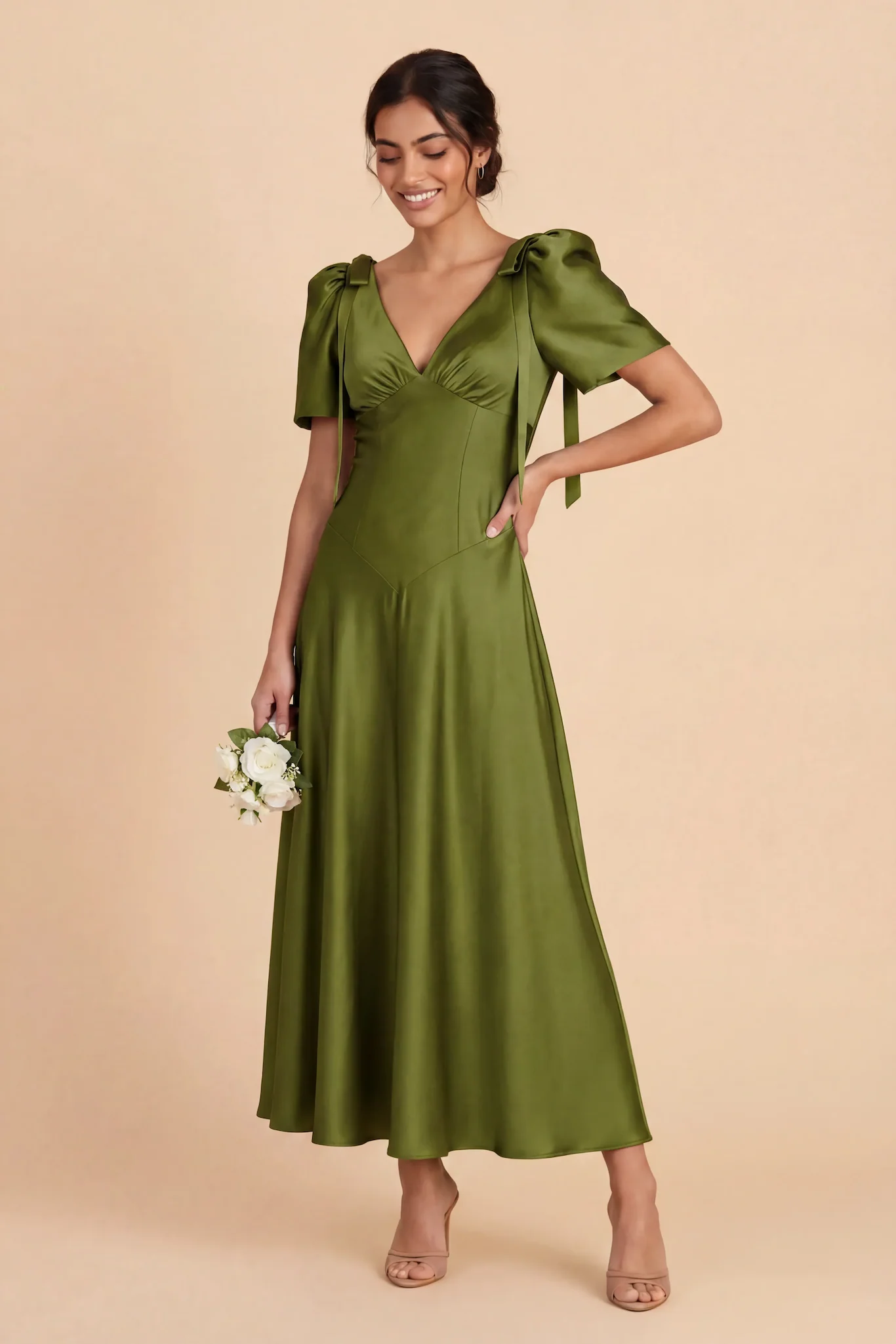 Jacqueline Matte Satin Dress - Cactus - Image 2